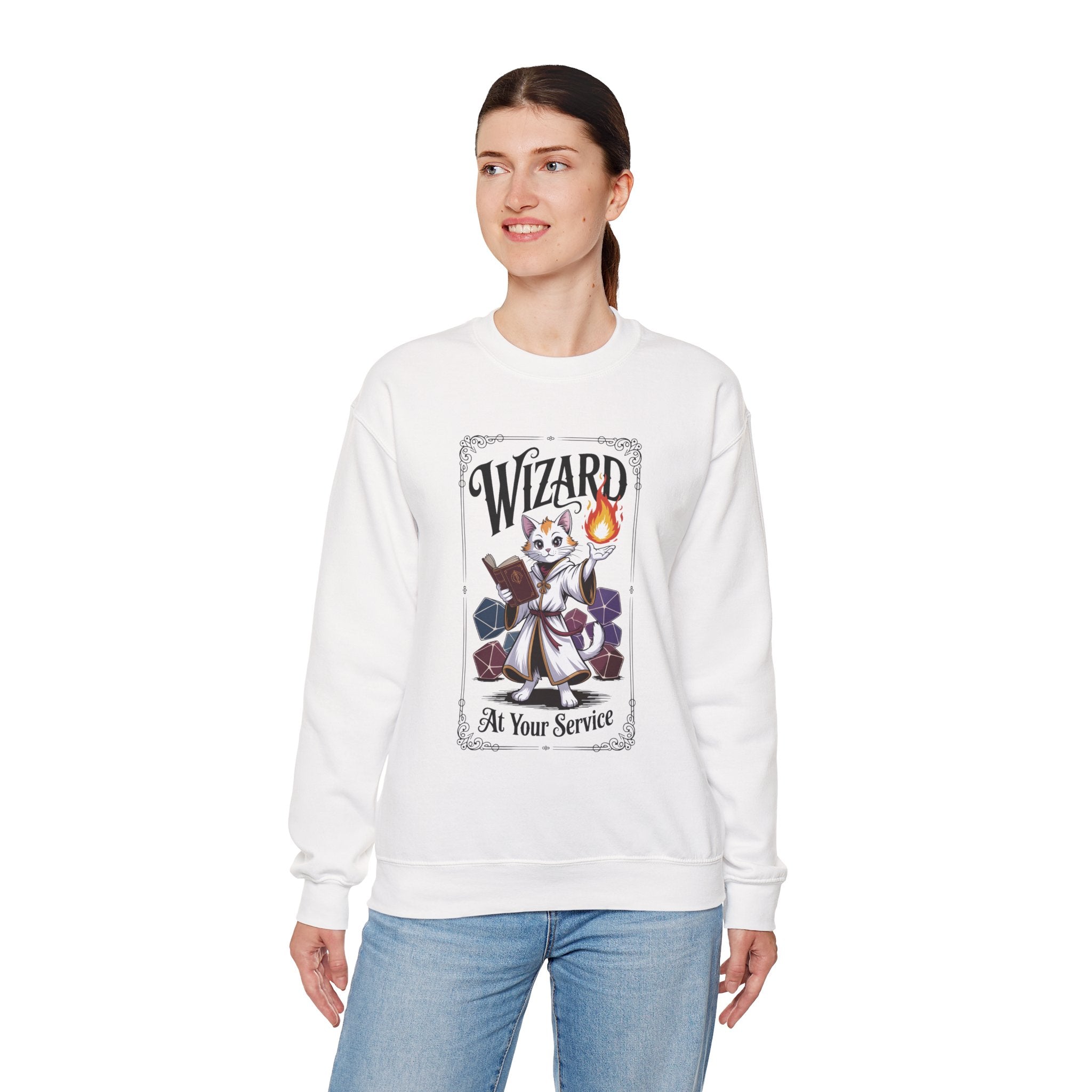 Wizard Cat at Your Serivece D&D Sweatshirt | Cat Lover RPG Gift