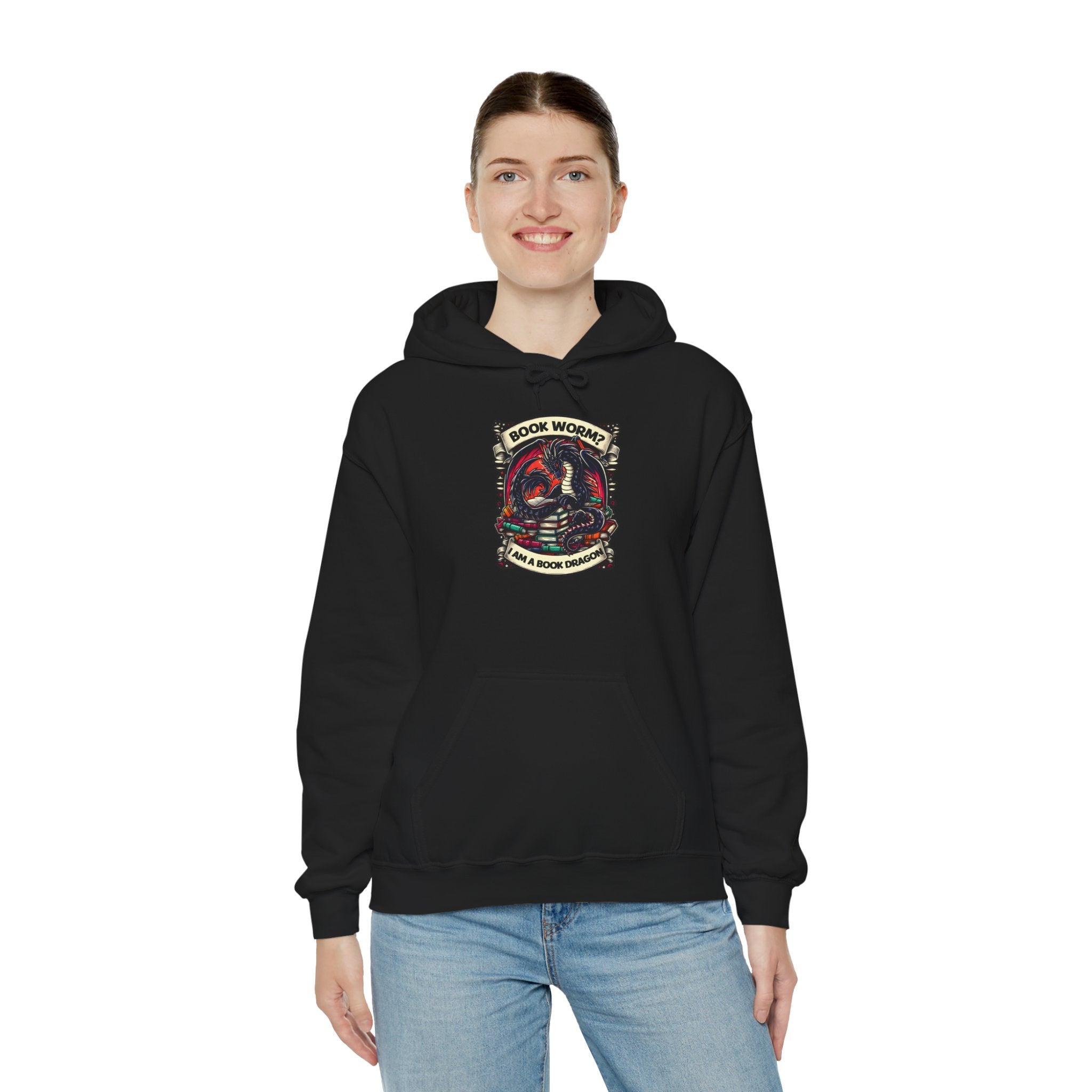 Book Worm? I Am a Book Dragon, Fantasy Reader Hoodie