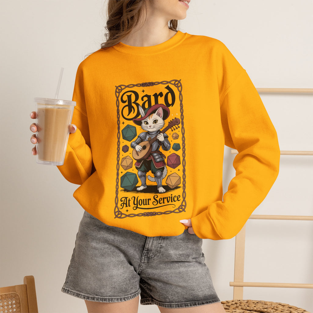 Bard Cat at Your Serivece D&D Sweatshirt | Cat Lover RPG Gift