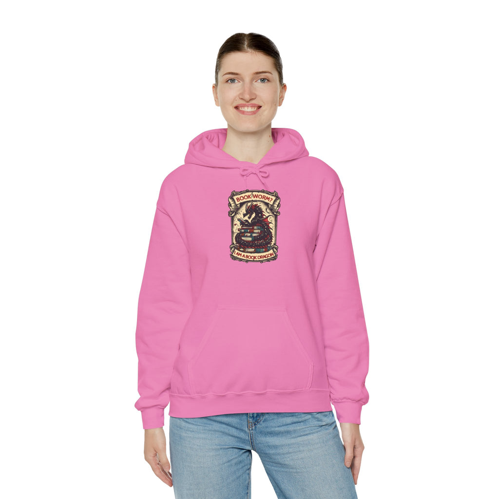 Book Worm? I Am a Book Dragon, Fantasy Reader Hoodie