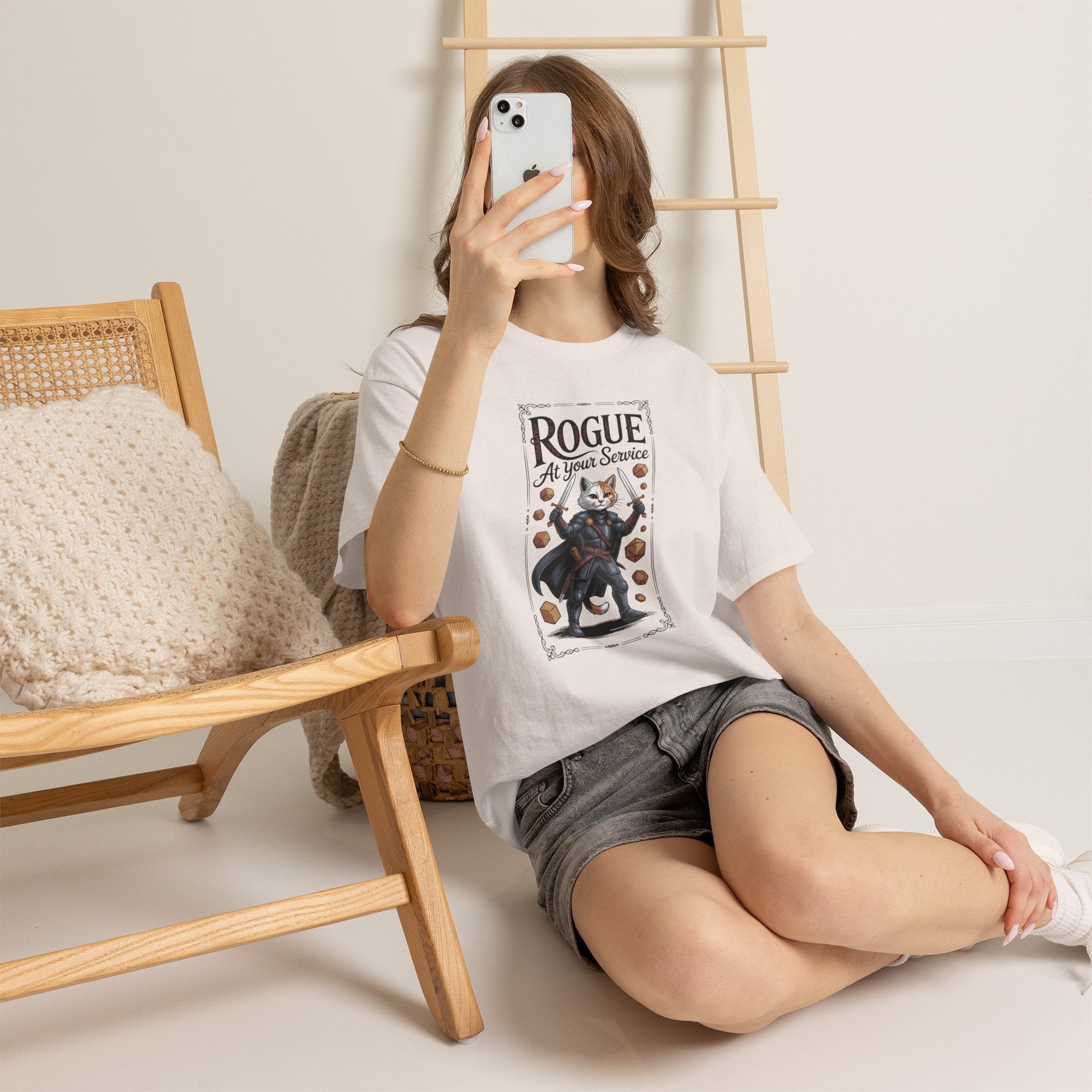 Rogue Cat at Your Serivece D&D T-shirt | Cat Lover RPG Gift