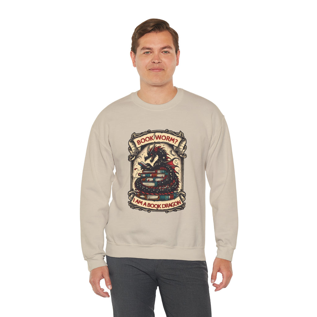Book Worm? I Am a Book Dragon, Fantasy Reader Sweatshirt