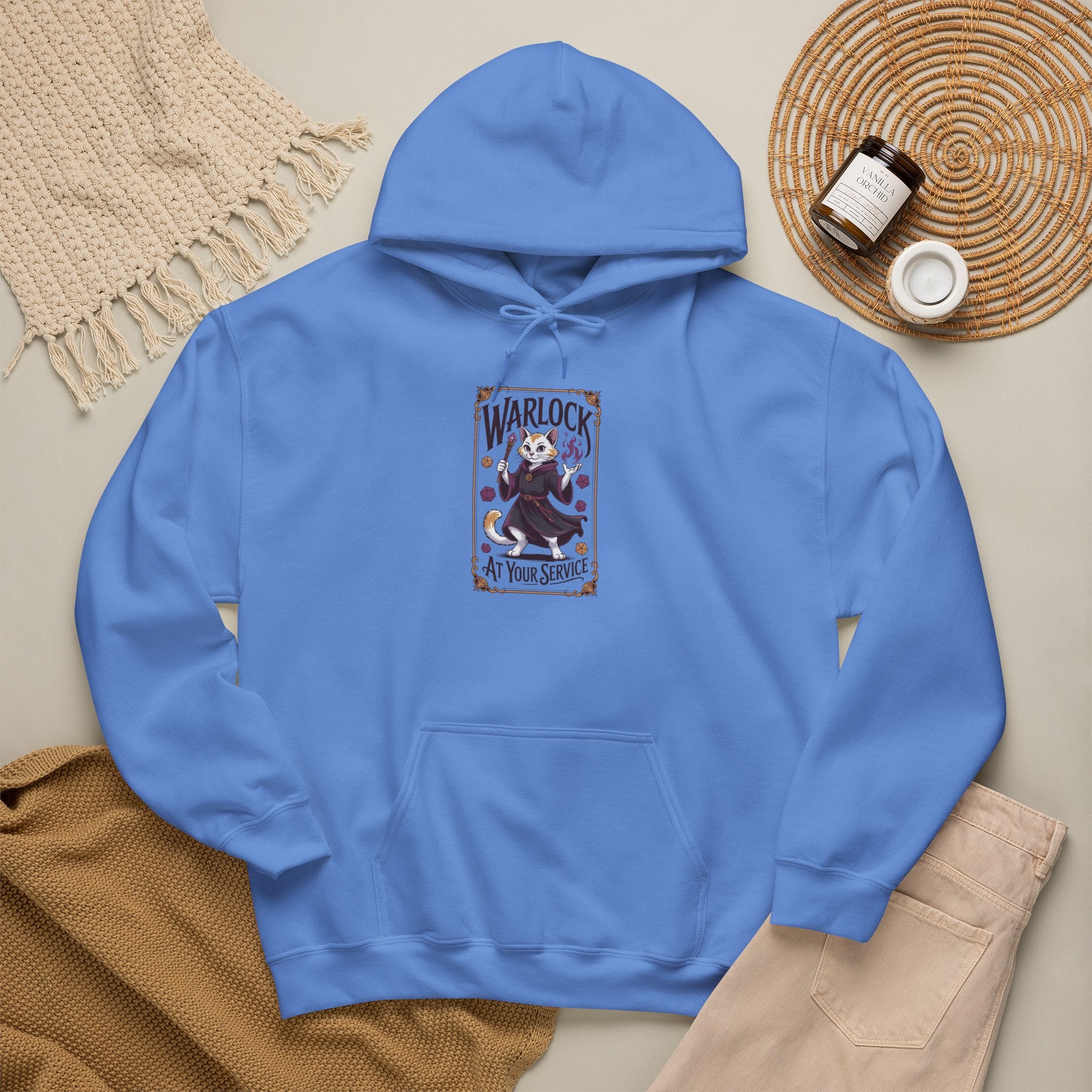 Warlock Cat at Your Serivece D&D Hoodie | Cat Lover RPG Gift