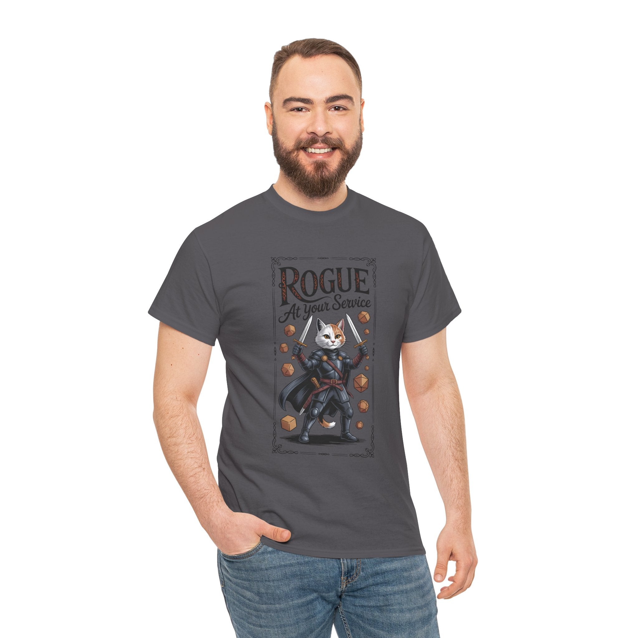 Rogue Cat at Your Serivece D&D T-shirt | Cat Lover RPG Gift