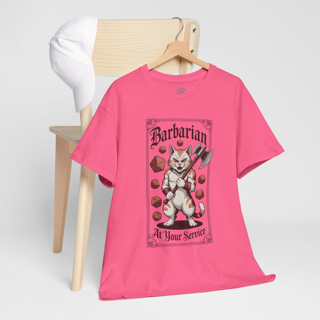 Barbarian Cat at Your Serivece D&D T-shirt | Cat Lover RPG Gift