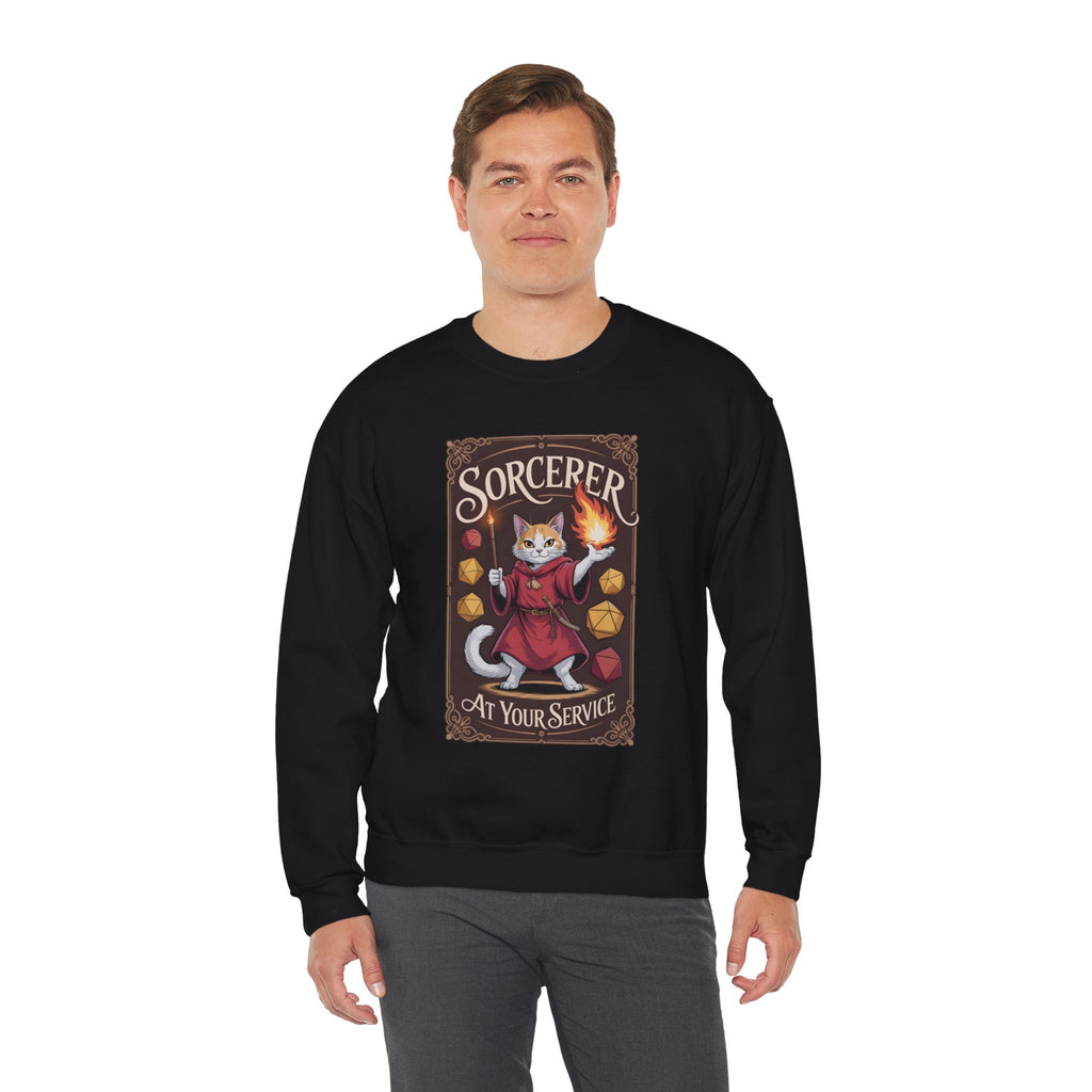 Sorcerer Cat at Your Service D&D Sweatshirt | Cat Lover RPG Gift