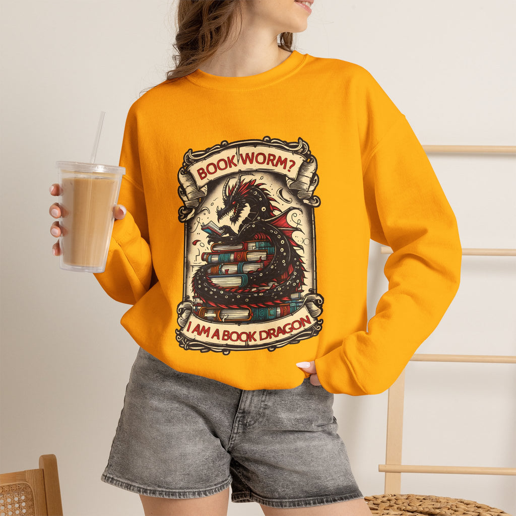 Book Worm? I Am a Book Dragon, Fantasy Reader Sweatshirt