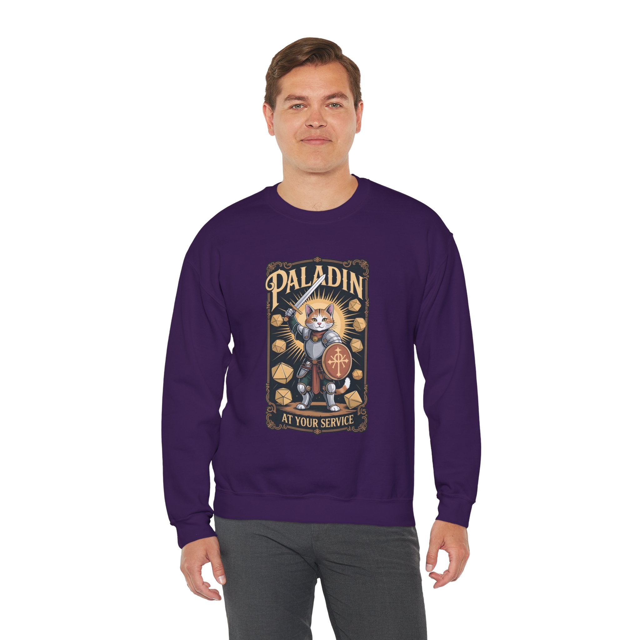 Paladin Cat at Your Service D&D Sweatshirt | Cat Lover RPG Gift