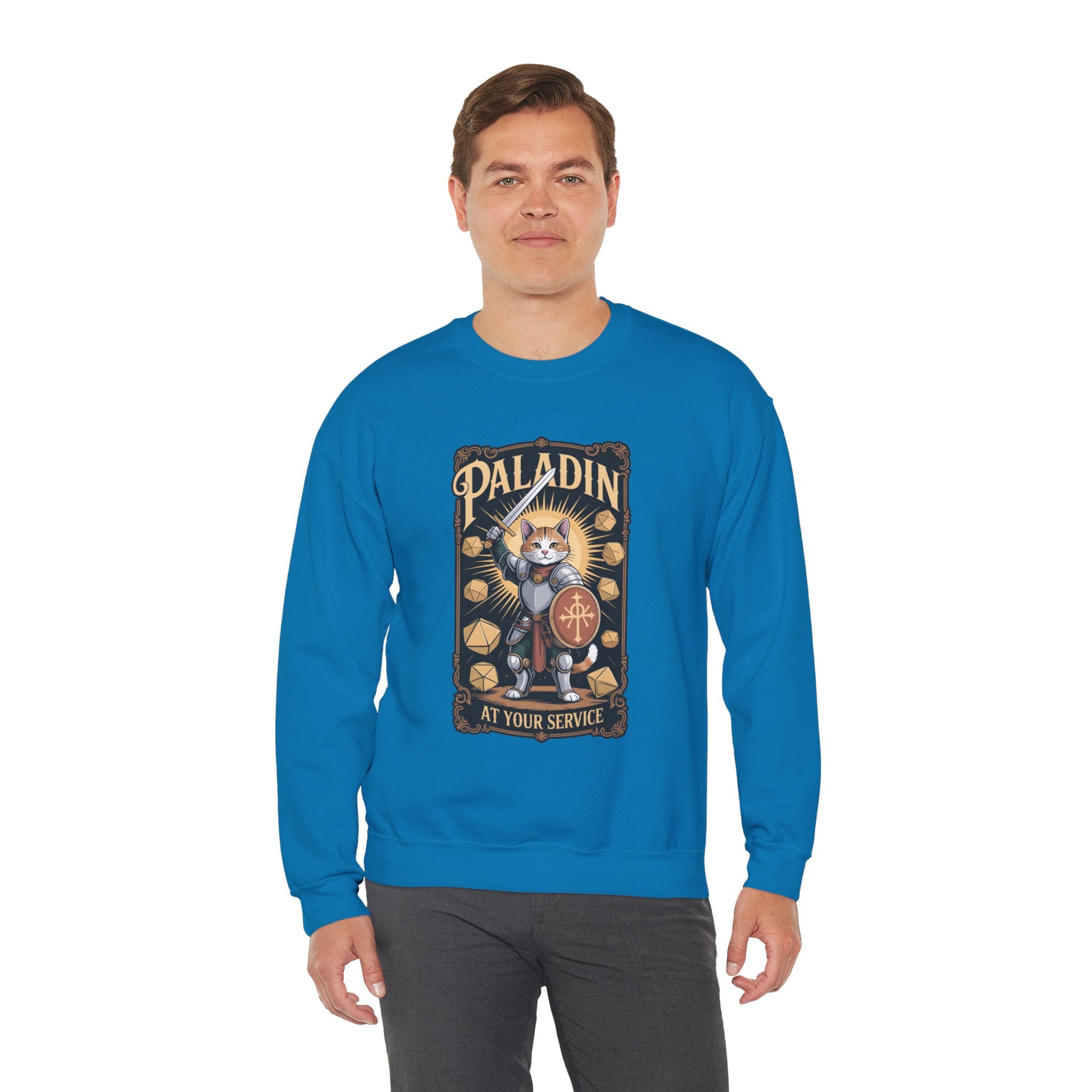 Paladin Cat at Your Service D&D Sweatshirt | Cat Lover RPG Gift