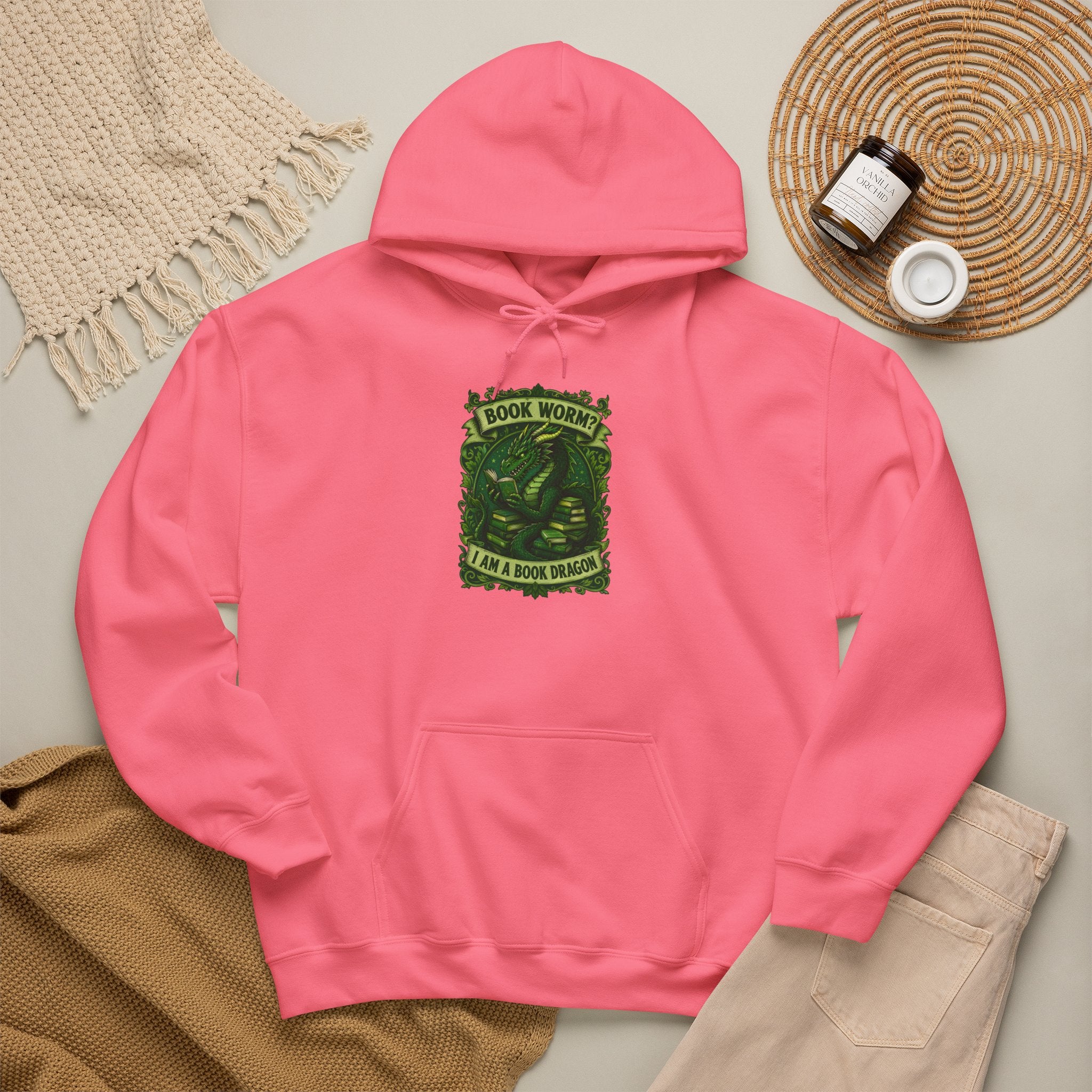 Book Worm? I Am a Book Dragon, Fantasy Reader Hoodie