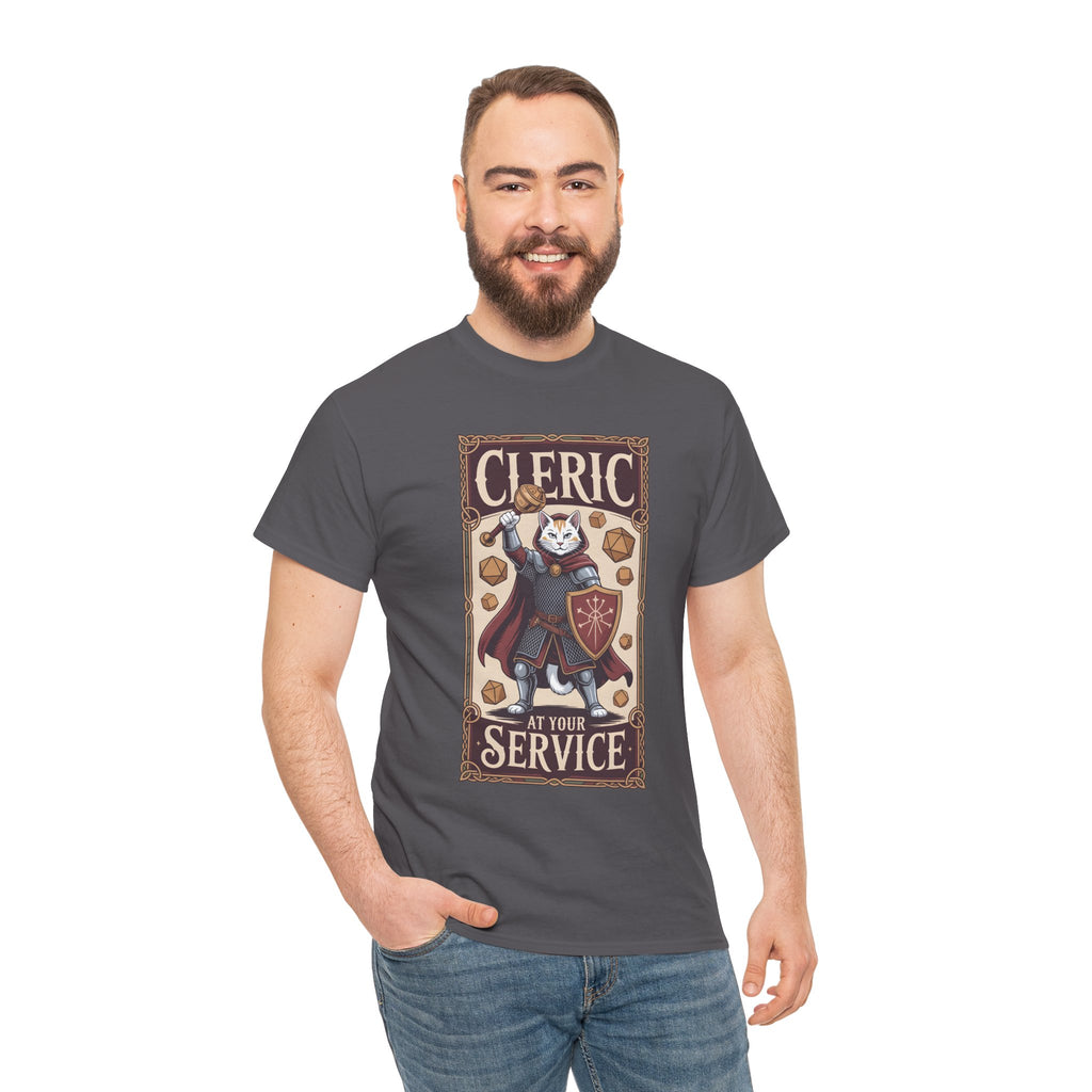 Cleric Cat at Your Service D&D T-shirt | Cat Lover RPG Gift