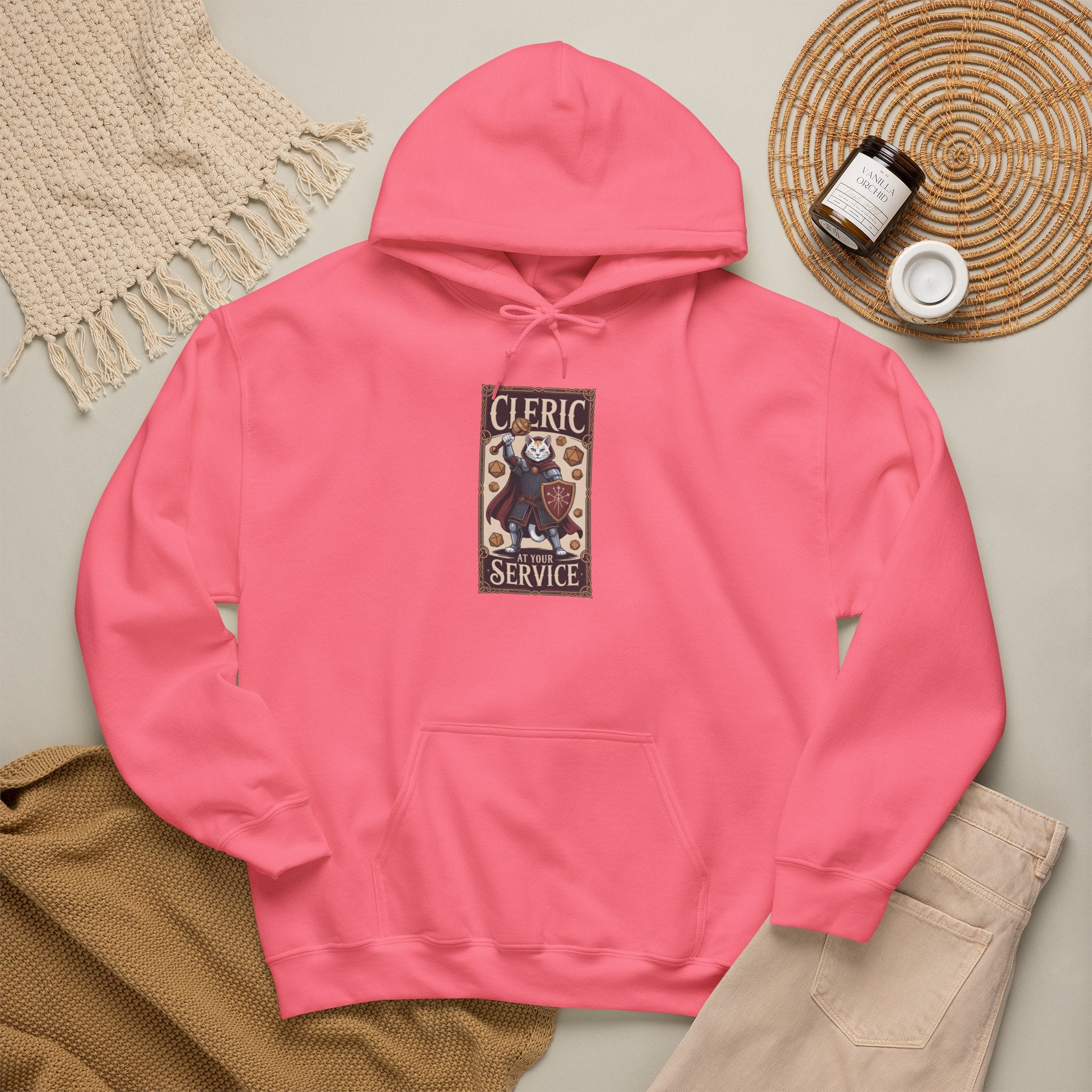 Cleric Cat at Your Service D&D Hoodie | Cat Lover RPG Gift