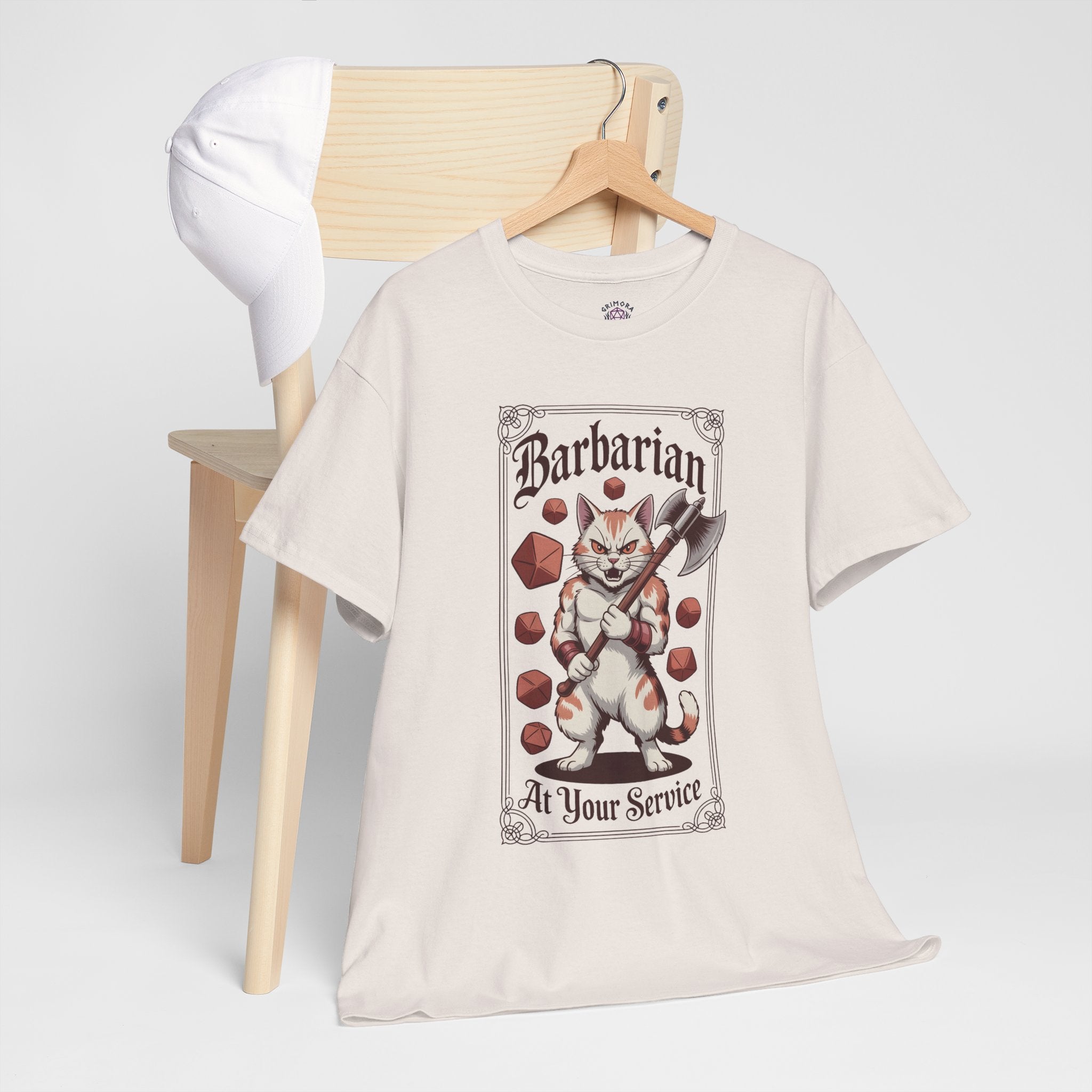 Barbarian Cat at Your Serivece D&D T-shirt | Cat Lover RPG Gift