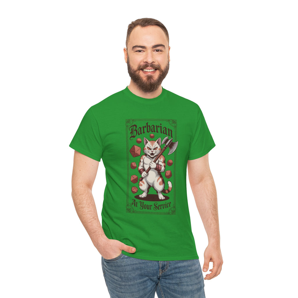 Barbarian Cat at Your Serivece D&D T-shirt | Cat Lover RPG Gift