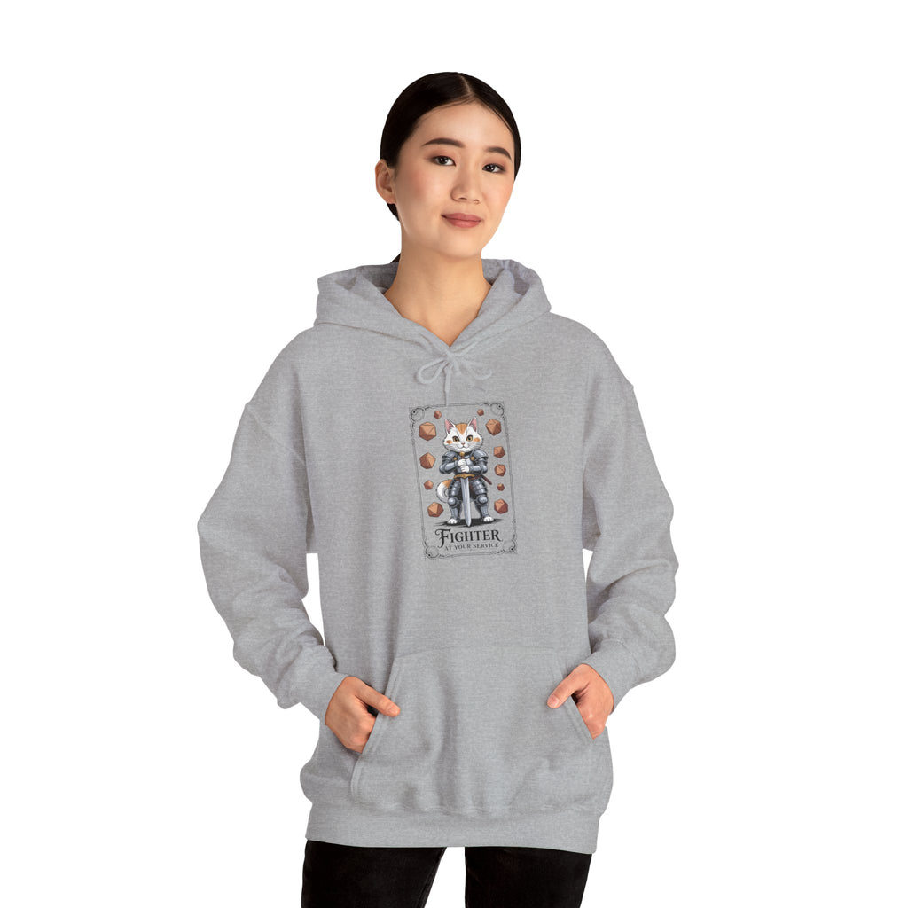 Fighter Cat at Your Service D&D Hoodie | Cat Lover RPG Gift