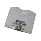 Feral But Free Crewneck Sweatshirt | chaotic-quirky, unhinged millennial burnout