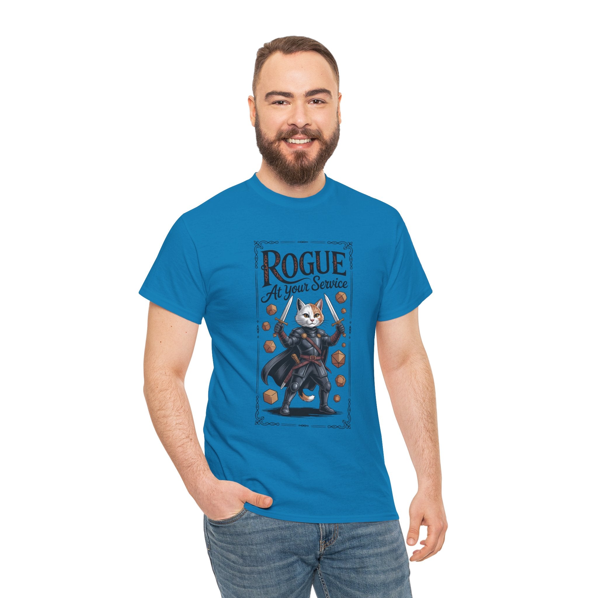 Rogue Cat at Your Serivece D&D T-shirt | Cat Lover RPG Gift
