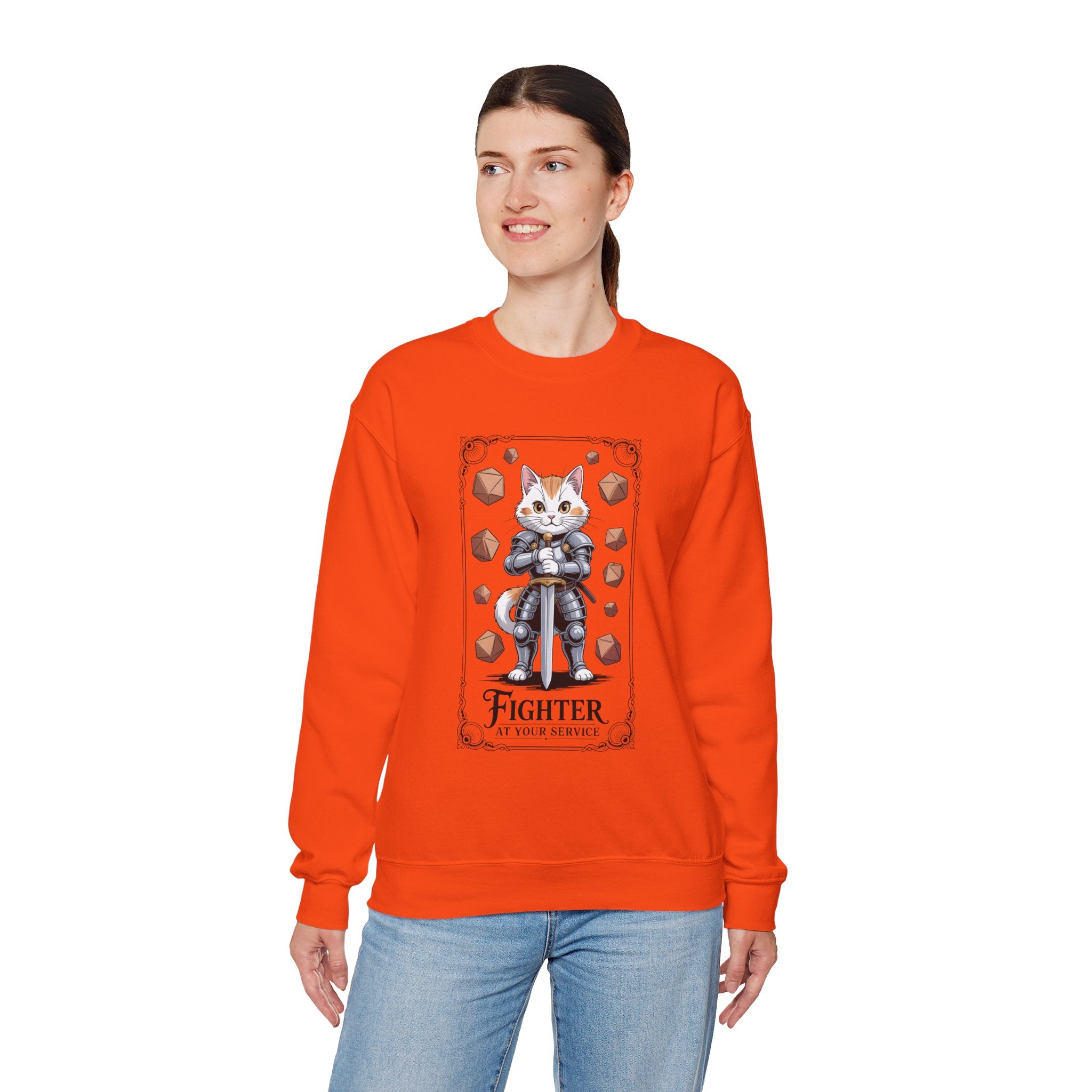 Fighter Cat at Your Service D&D Sweatshirt | Cat Lover RPG Gift