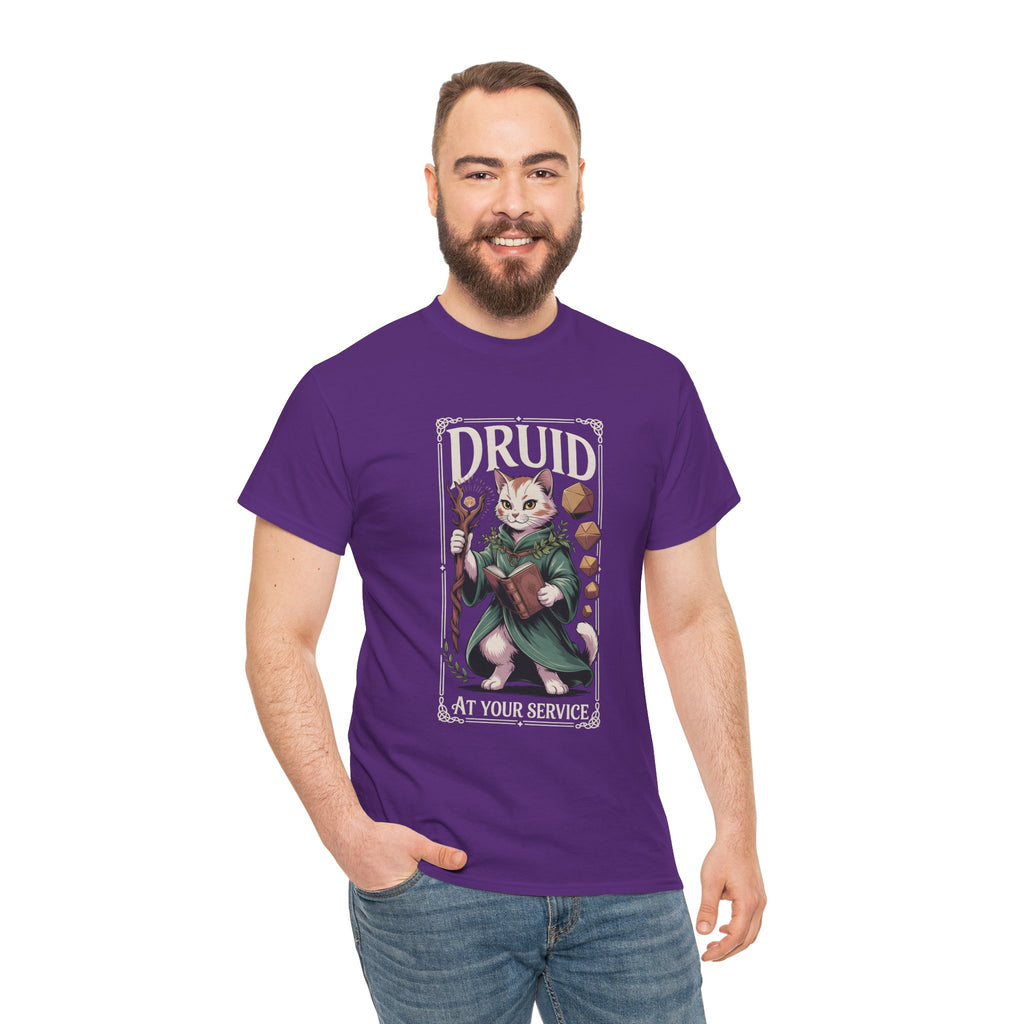 Druid Cat at Your Serivece D&D T-shirt | Cat Lover RPG Gift