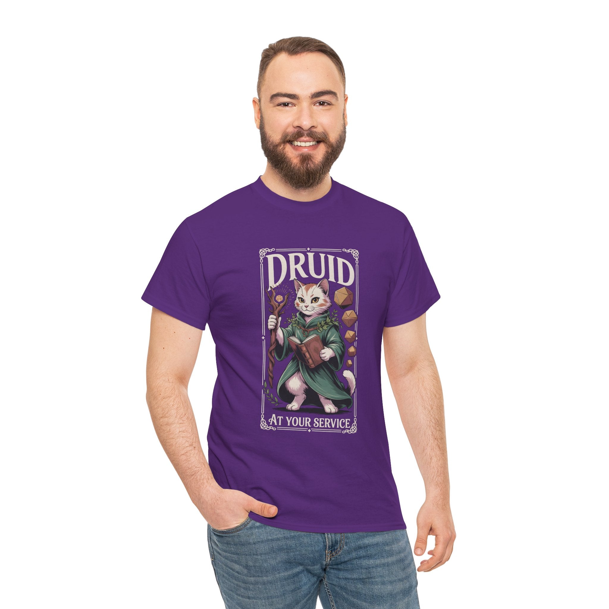 Druid Cat at Your Serivece D&D T-shirt | Cat Lover RPG Gift