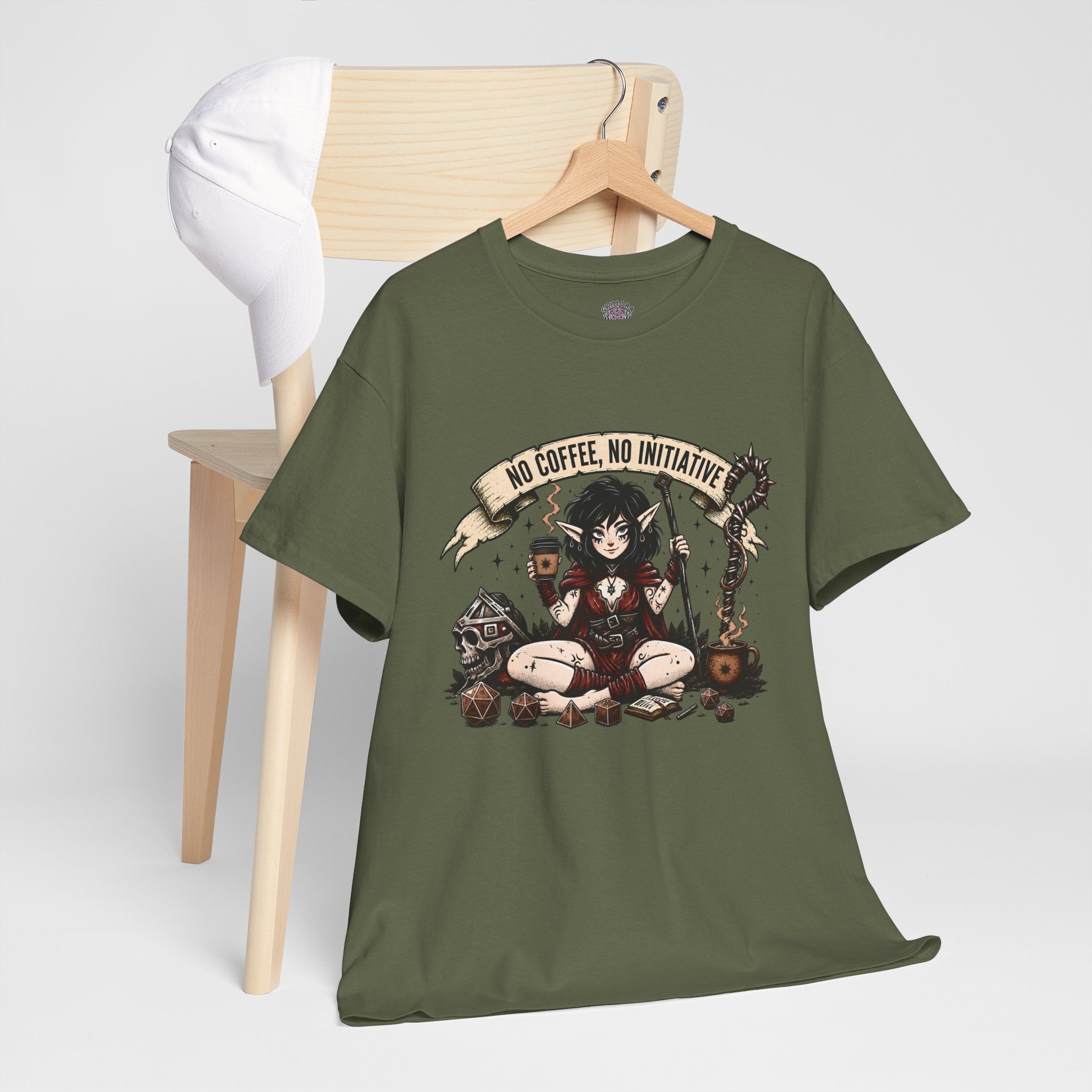 No Coffee, No Initiative | Fantasy RPG T-shirt