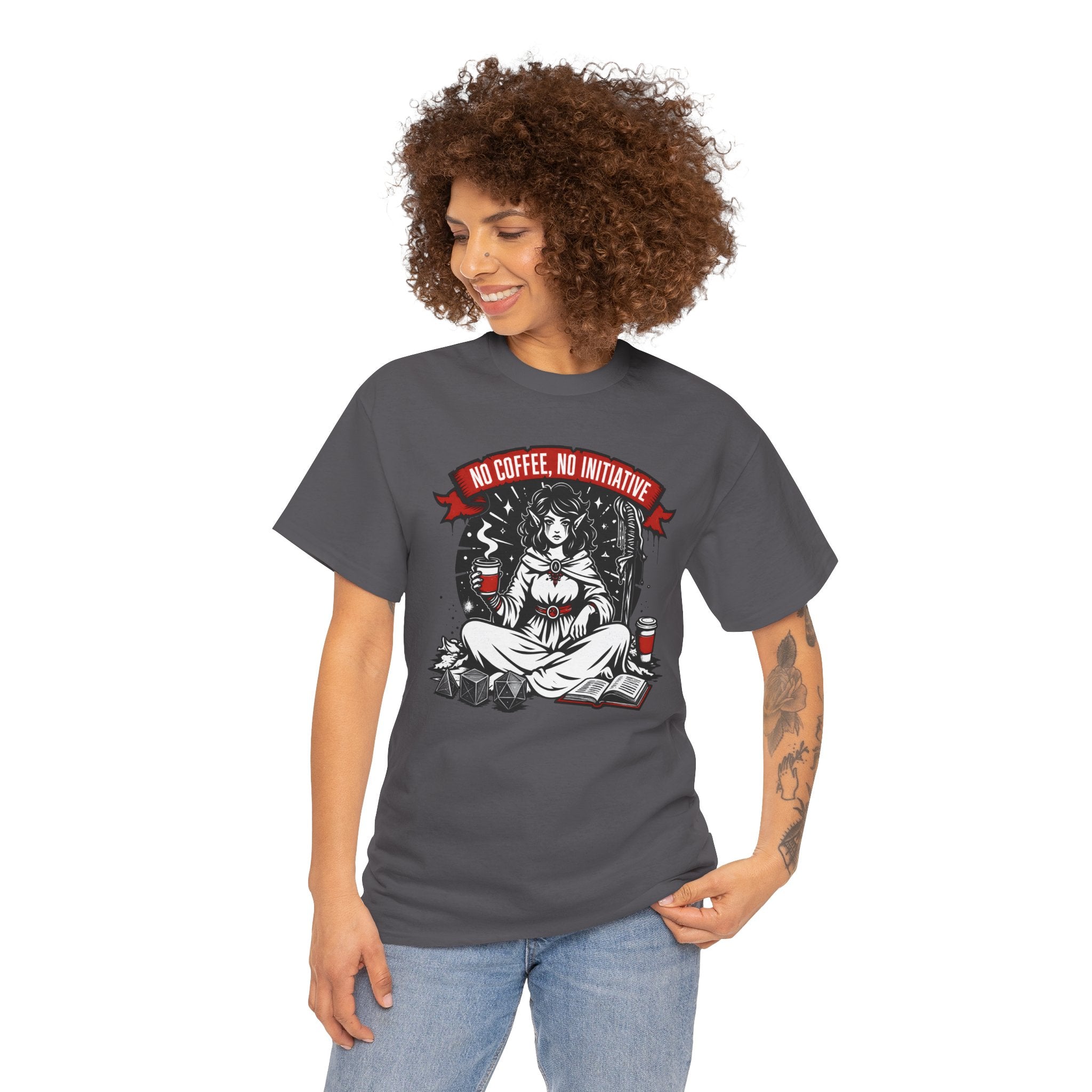 No Coffee, No Initiative | Fantasy RPG T-shirt