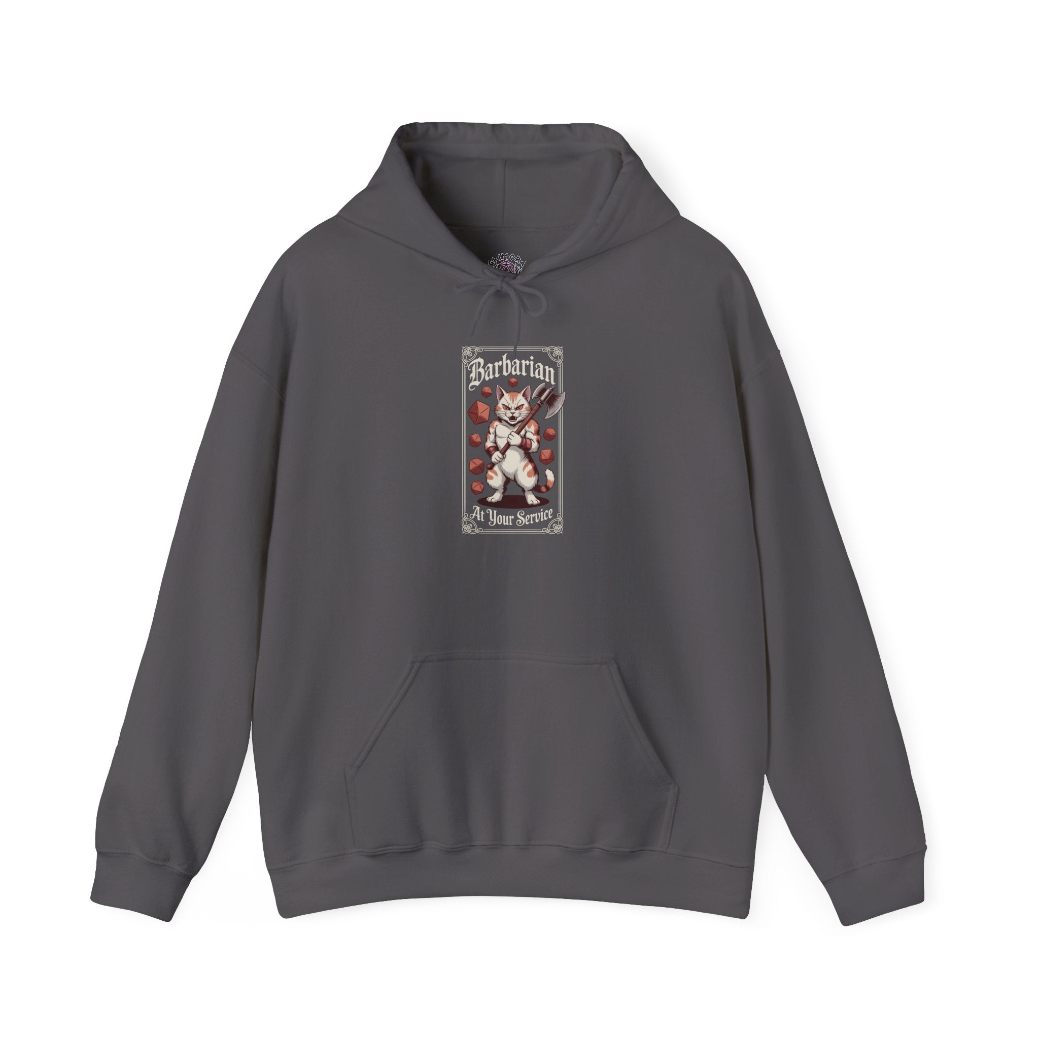 Barbarian Cat at Your Serivece D&D Hoodie | Cat Lover RPG Gift