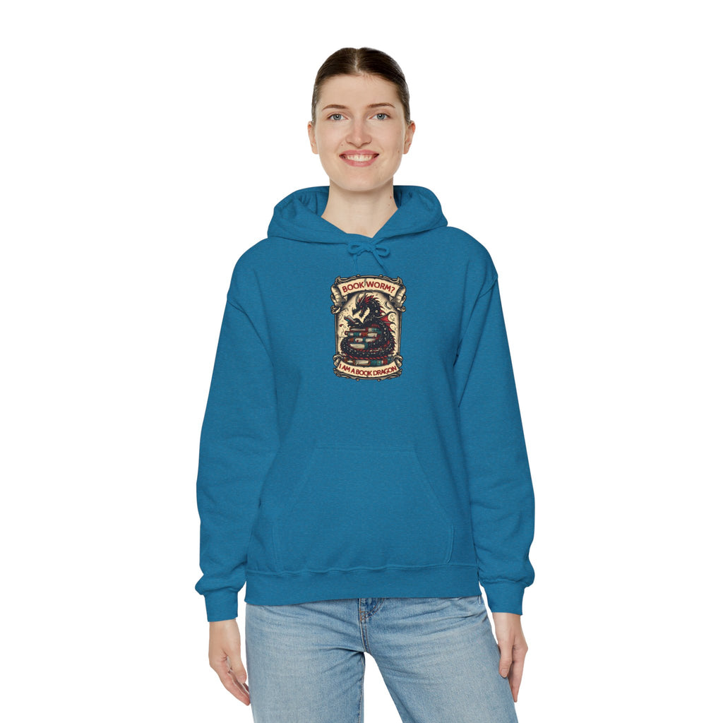 Book Worm? I Am a Book Dragon, Fantasy Reader Hoodie