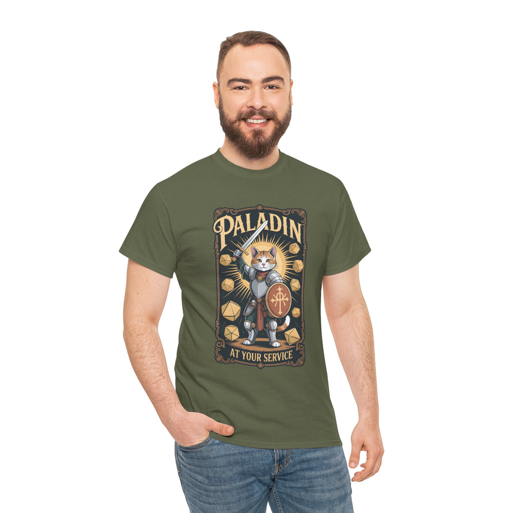 Paladin Cat at Your Service D&D T-shirt | Cat Lover RPG Gift