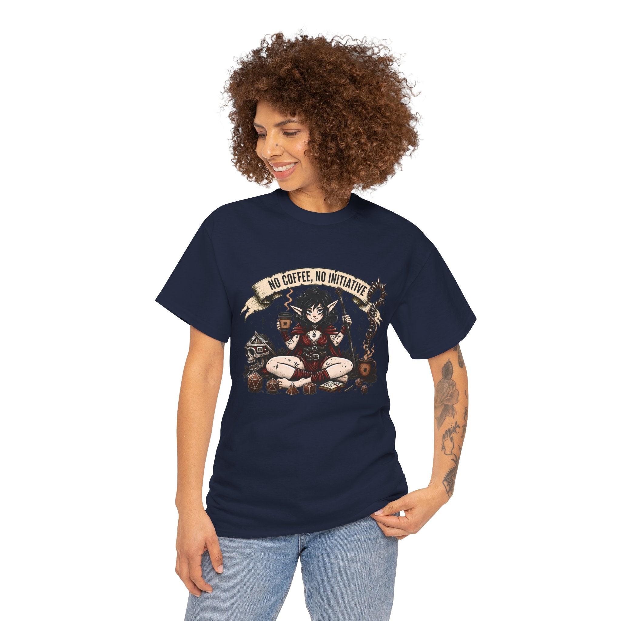 No Coffee, No Initiative | Fantasy RPG T-shirt