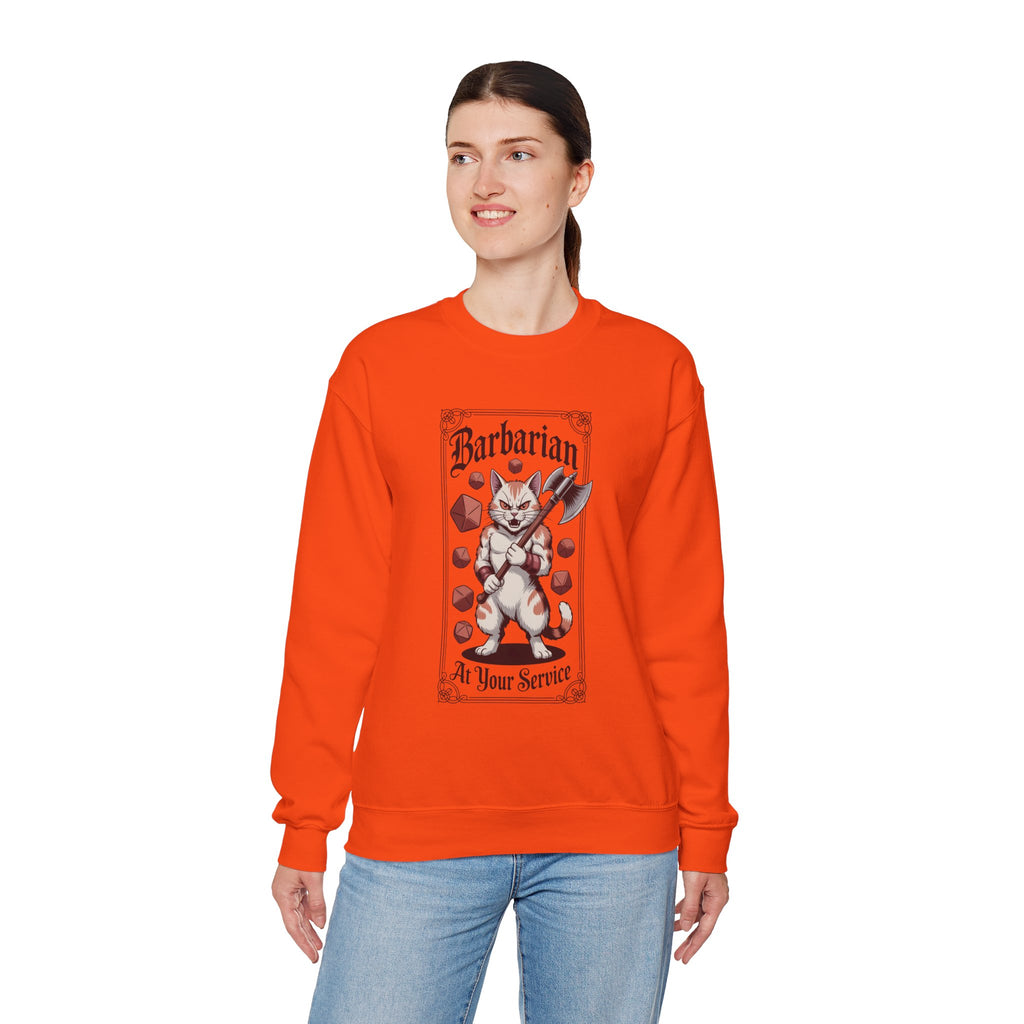 Barbarian Cat at Your Serivece D&D Sweatshirt | Cat Lover RPG Gift