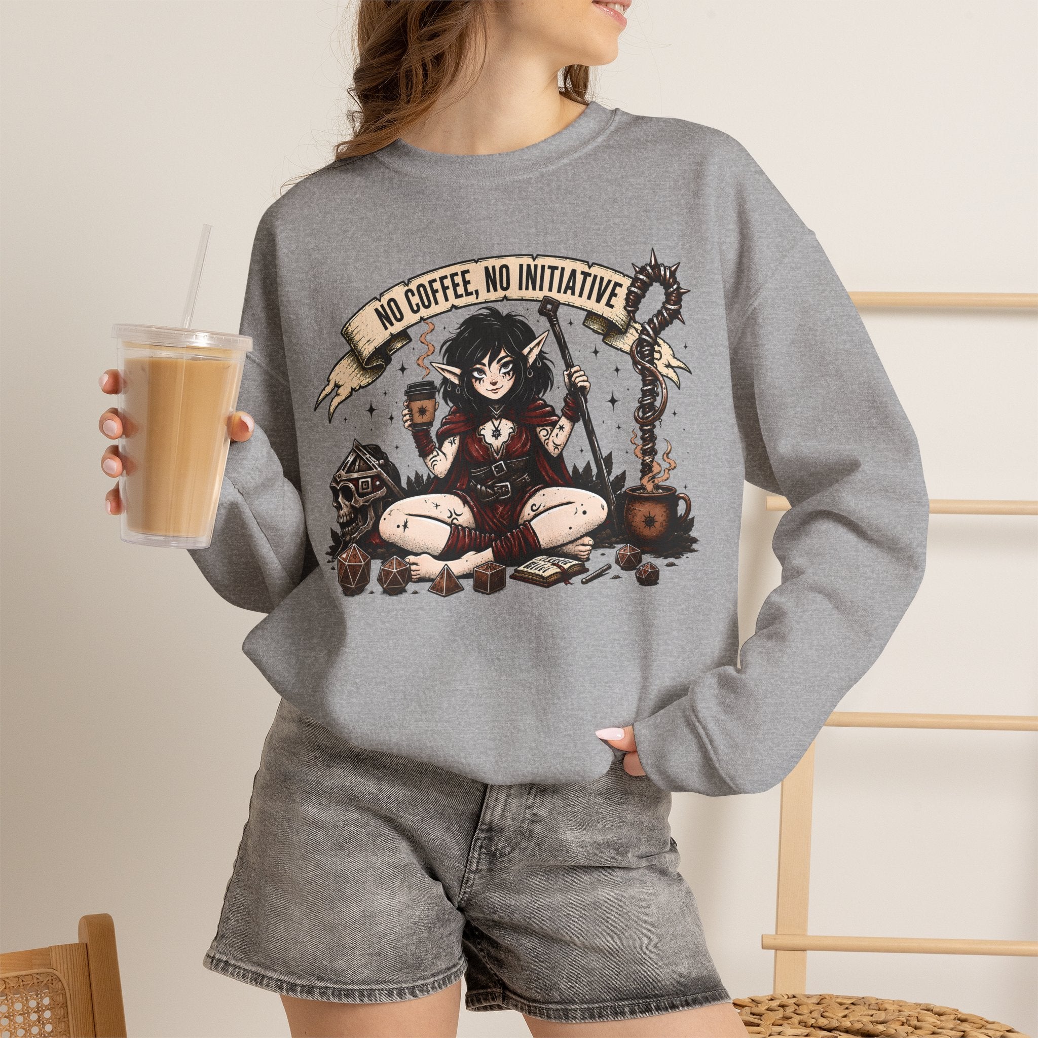 No Coffee, No Initiative | Fantasy RPG Sweatshirt
