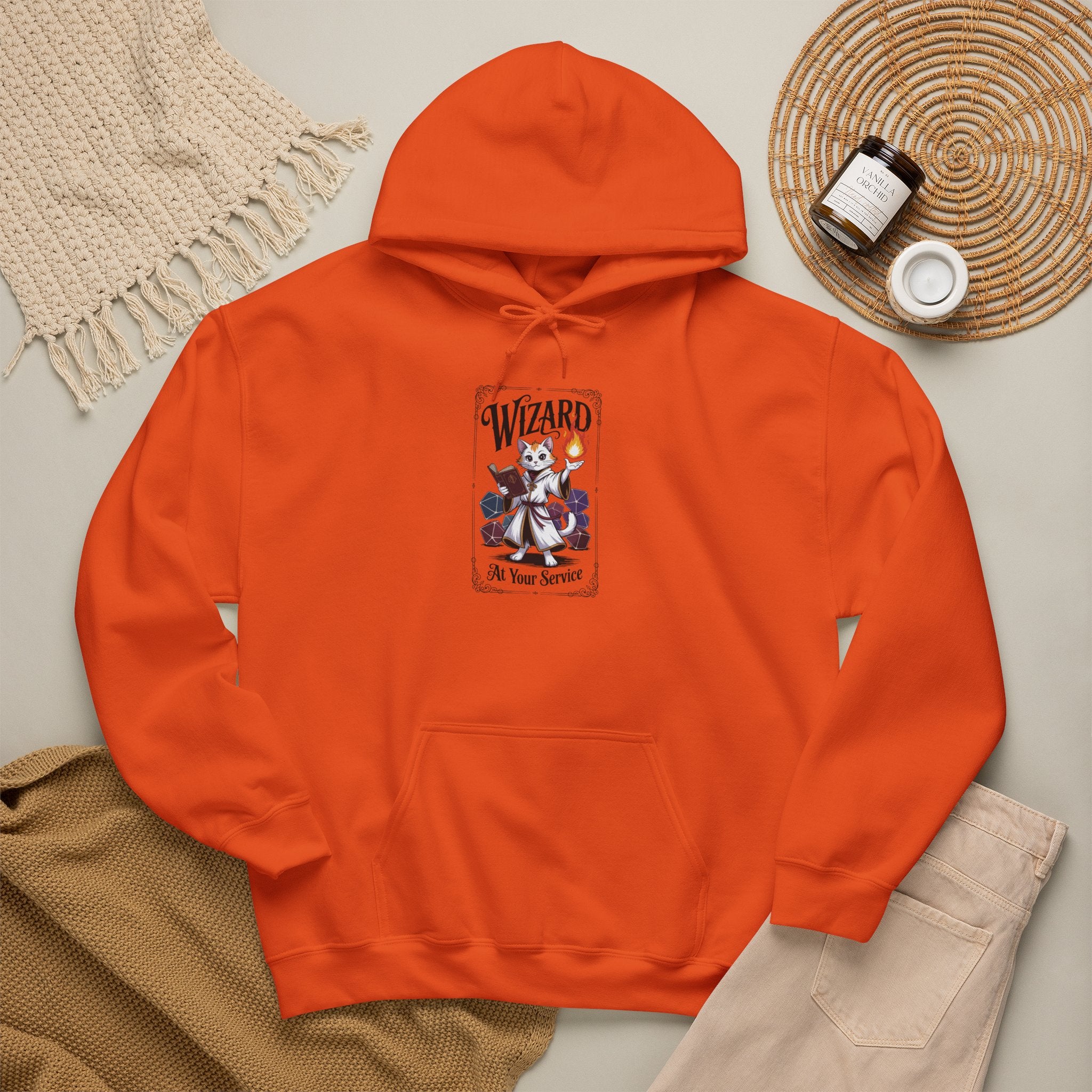 Wizard Cat at Your Serivece D&D Hoodie | Cat Lover RPG Gift