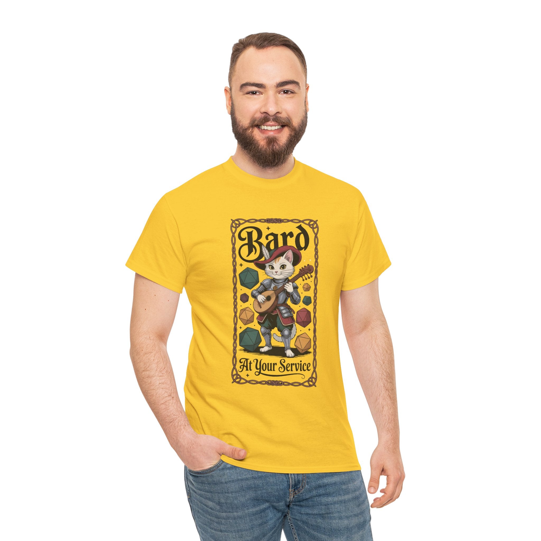Bard Cat at Your Serivece D&D T-shirt | Cat Lover RPG Gift