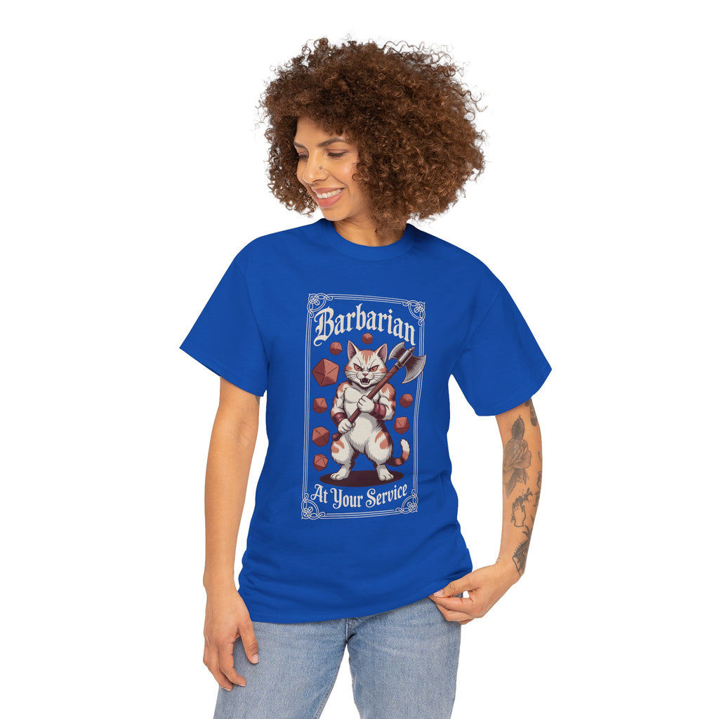 Barbarian Cat at Your Serivece D&D T-shirt | Cat Lover RPG Gift