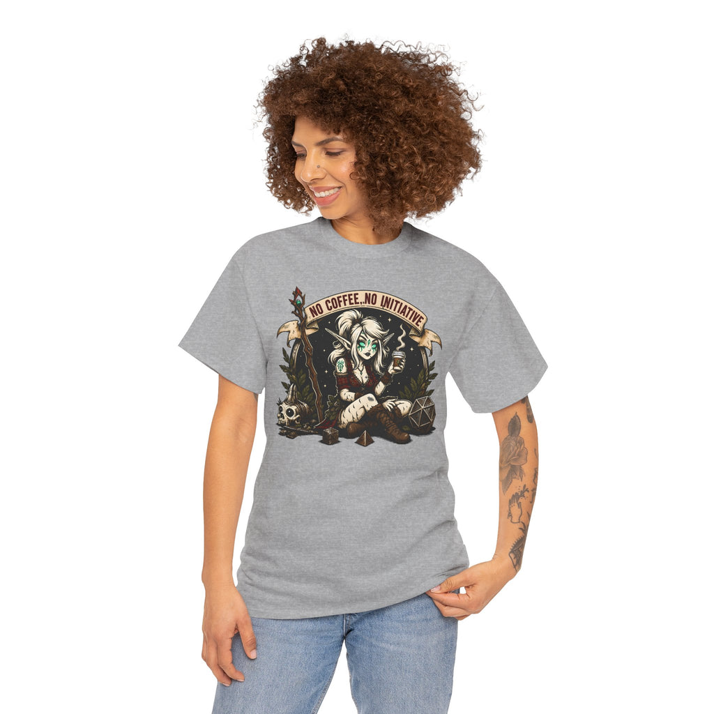 No Coffee, No Initiative | Fantasy RPG T-shirt