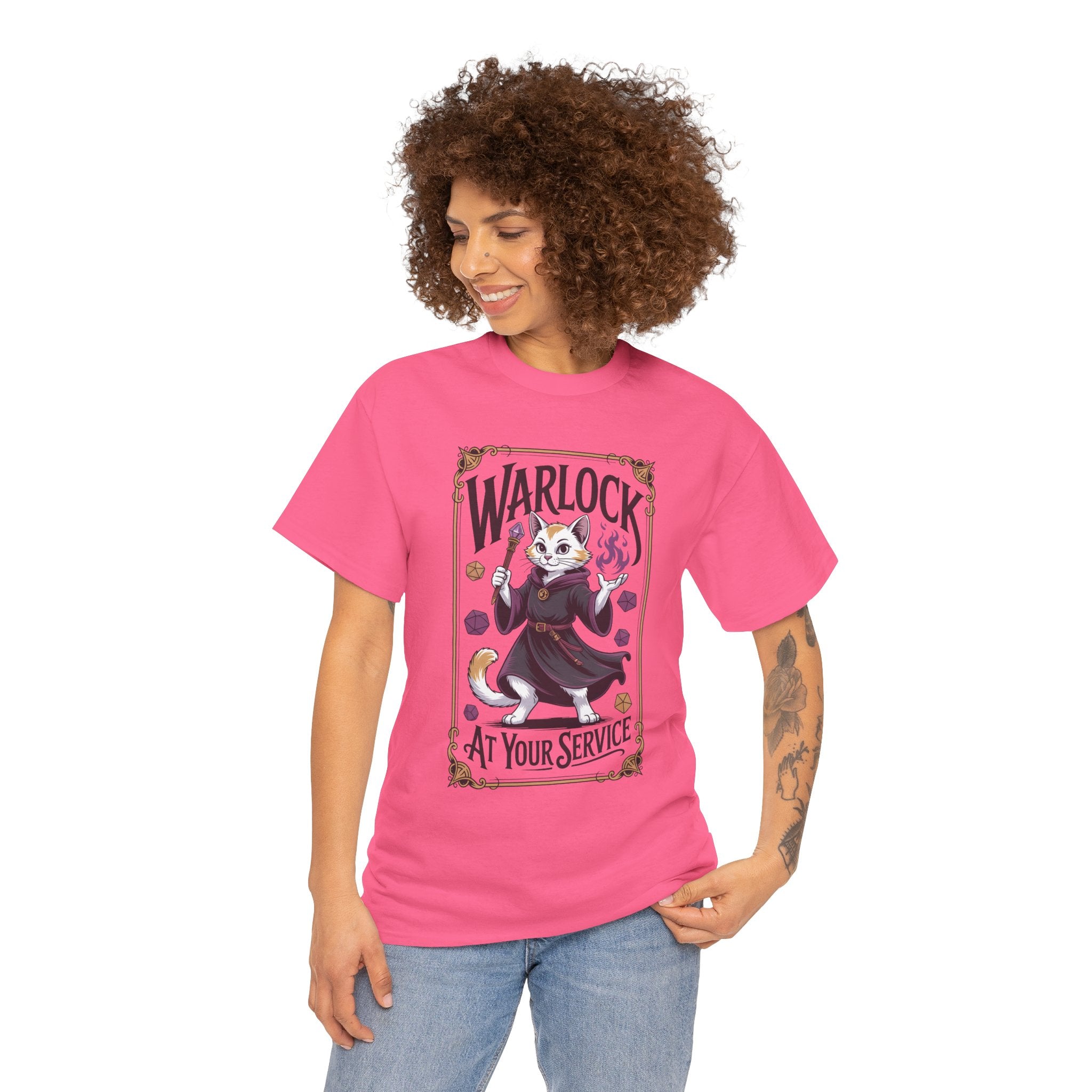 Warlock Cat at Your Serivece D&D T-shirt | Cat Lover RPG Gift