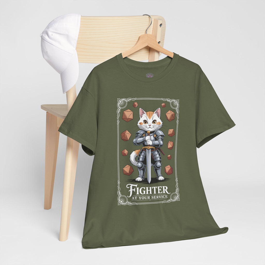 Fighter Cat at Your Service D&D T-shirt | Cat Lover RPG Gift