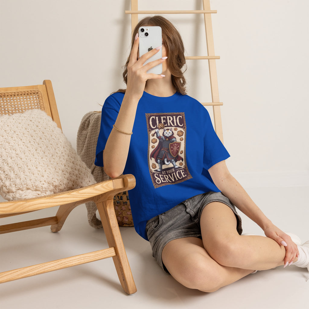 Cleric Cat at Your Service D&D T-shirt | Cat Lover RPG Gift