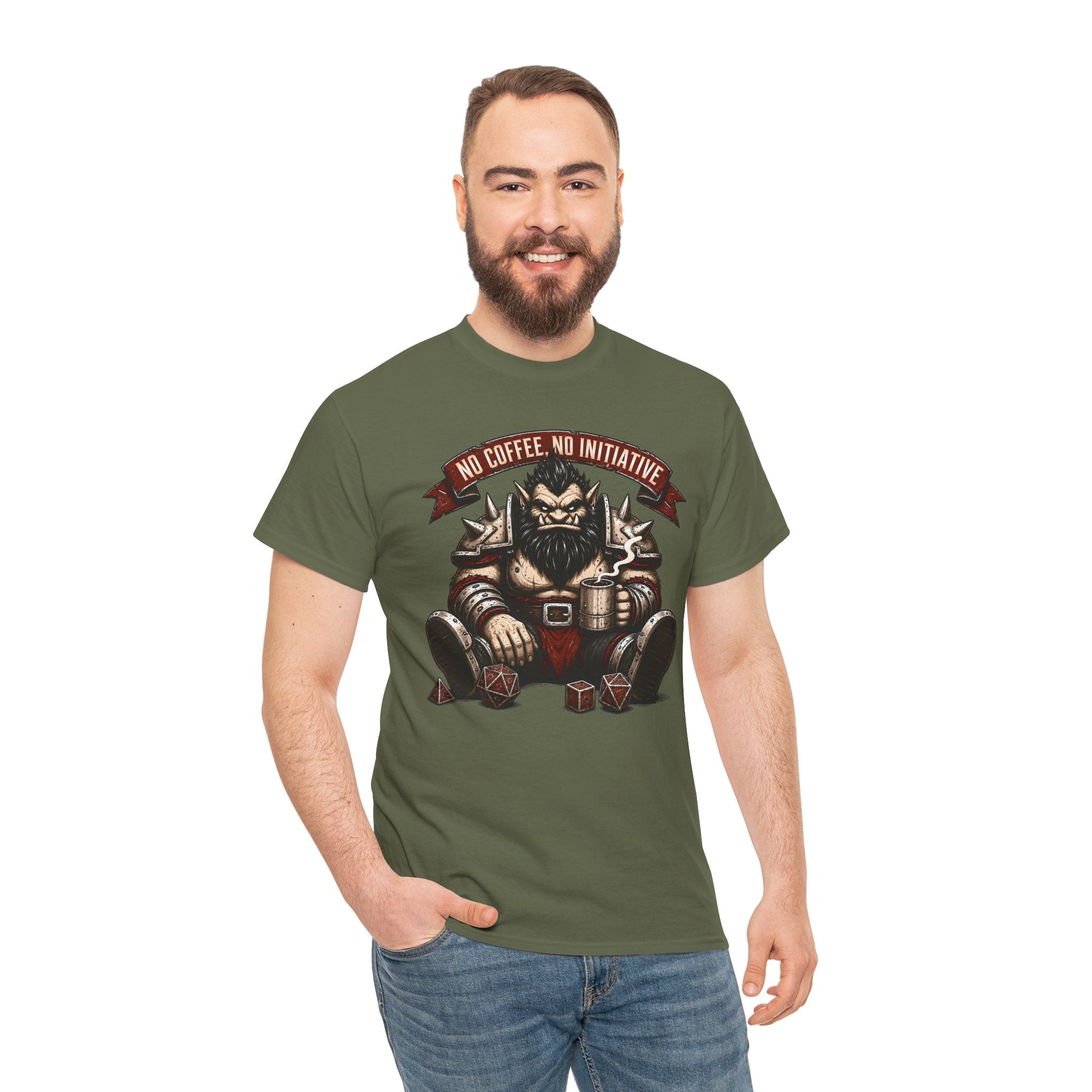 No Coffee, No Initiative | Fantasy RPG T-shirt