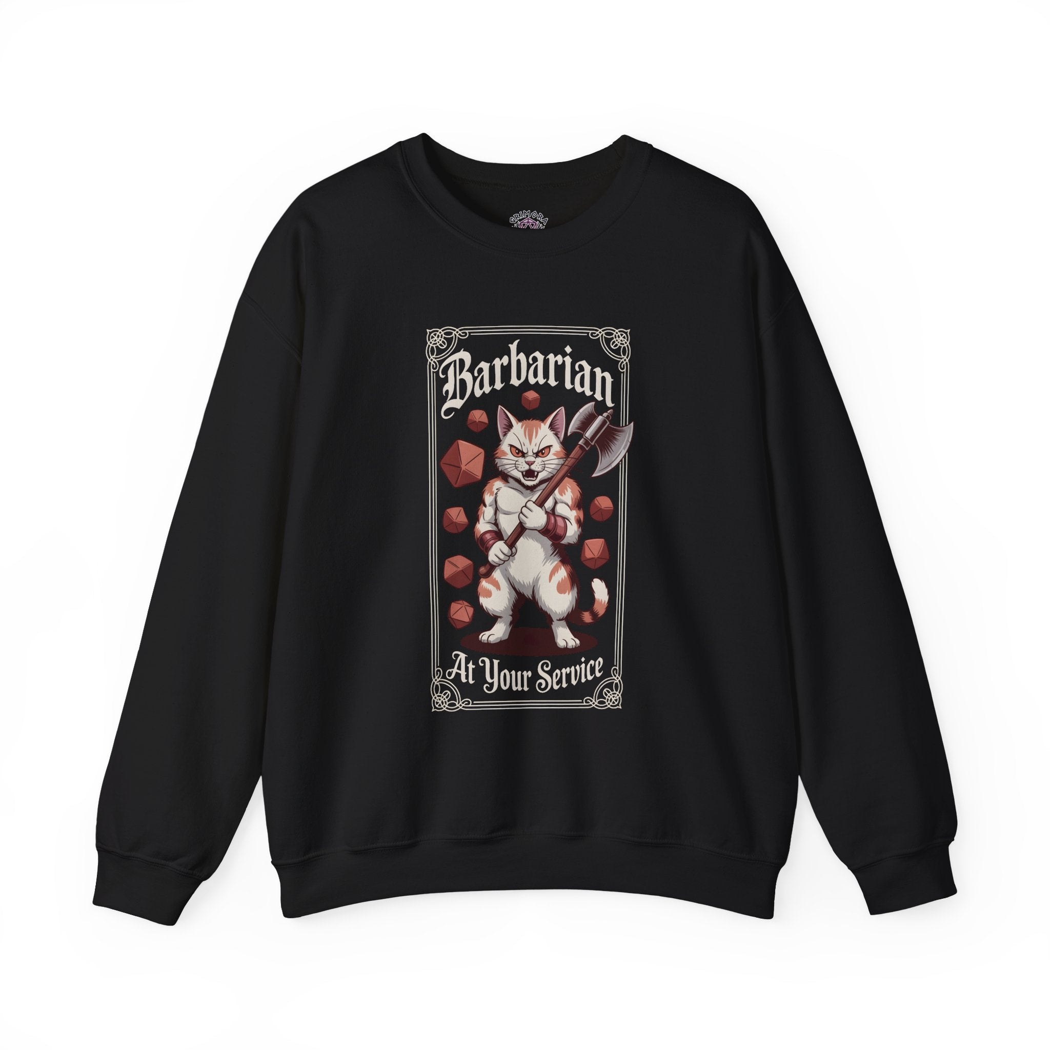 Barbarian Cat at Your Serivece D&D Sweatshirt | Cat Lover RPG Gift