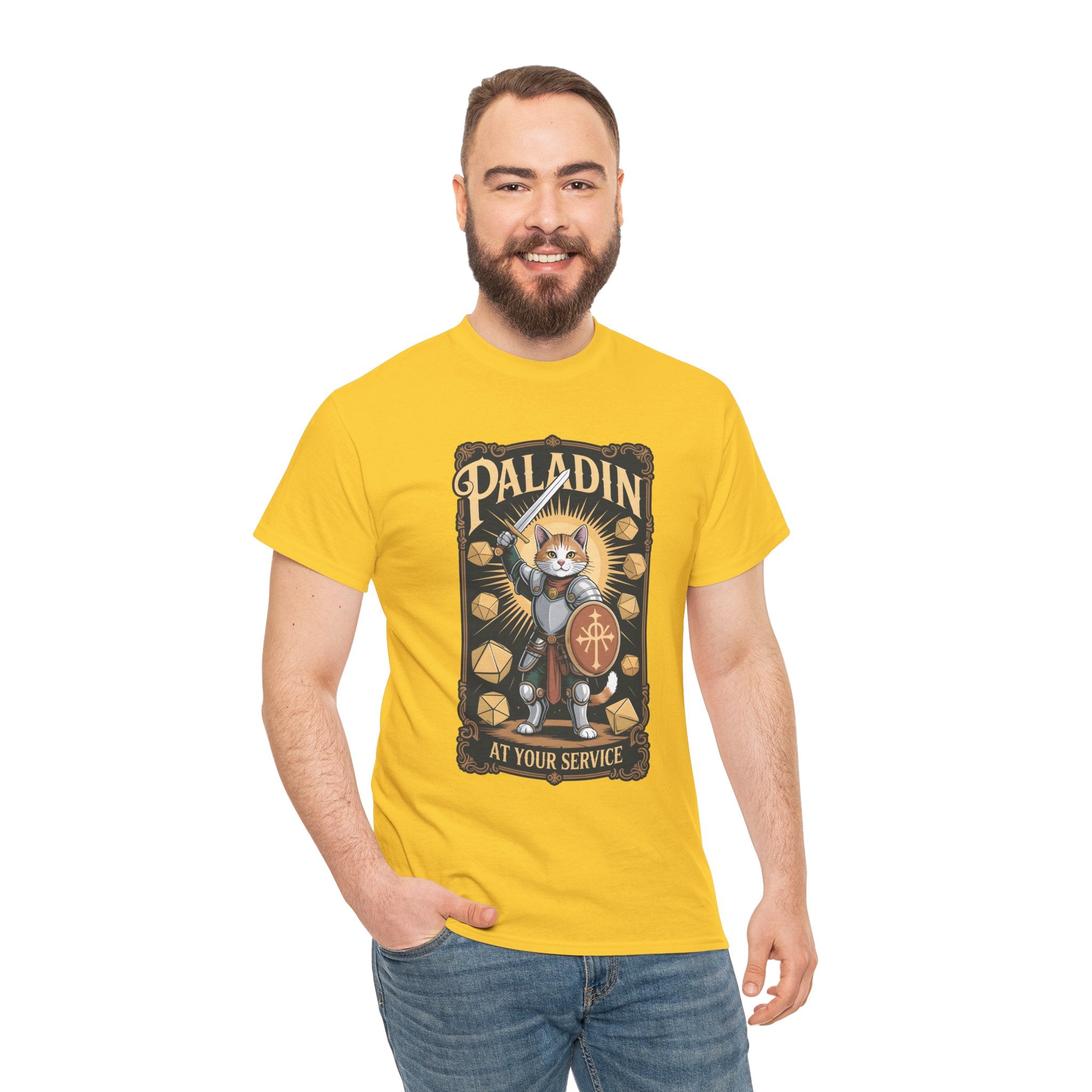 Paladin Cat at Your Service D&D T-shirt | Cat Lover RPG Gift