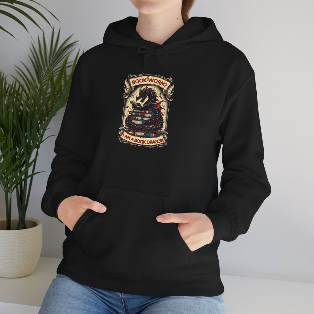 Book Worm? I Am a Book Dragon, Fantasy Reader Hoodie