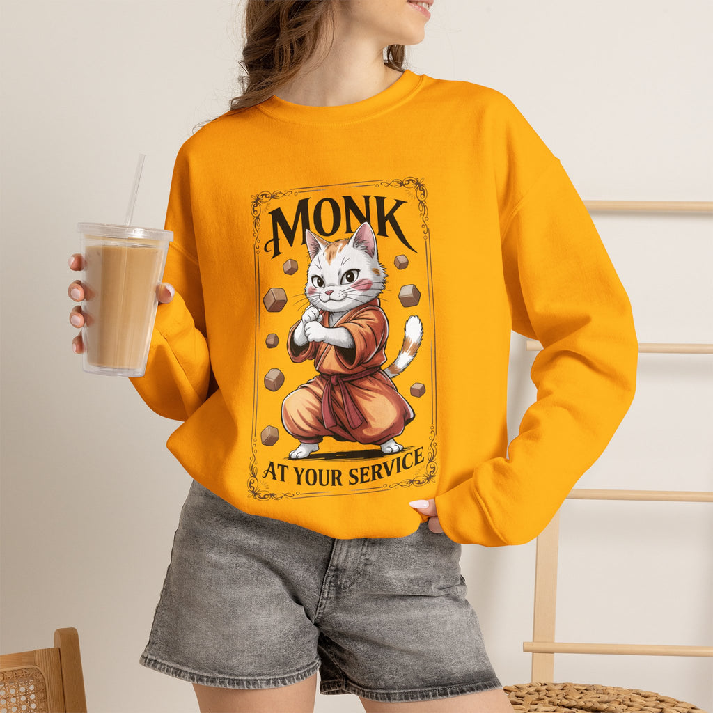 Monk Cat at Your Service D&D Sweatshirt | Cat Lover RPG Gift