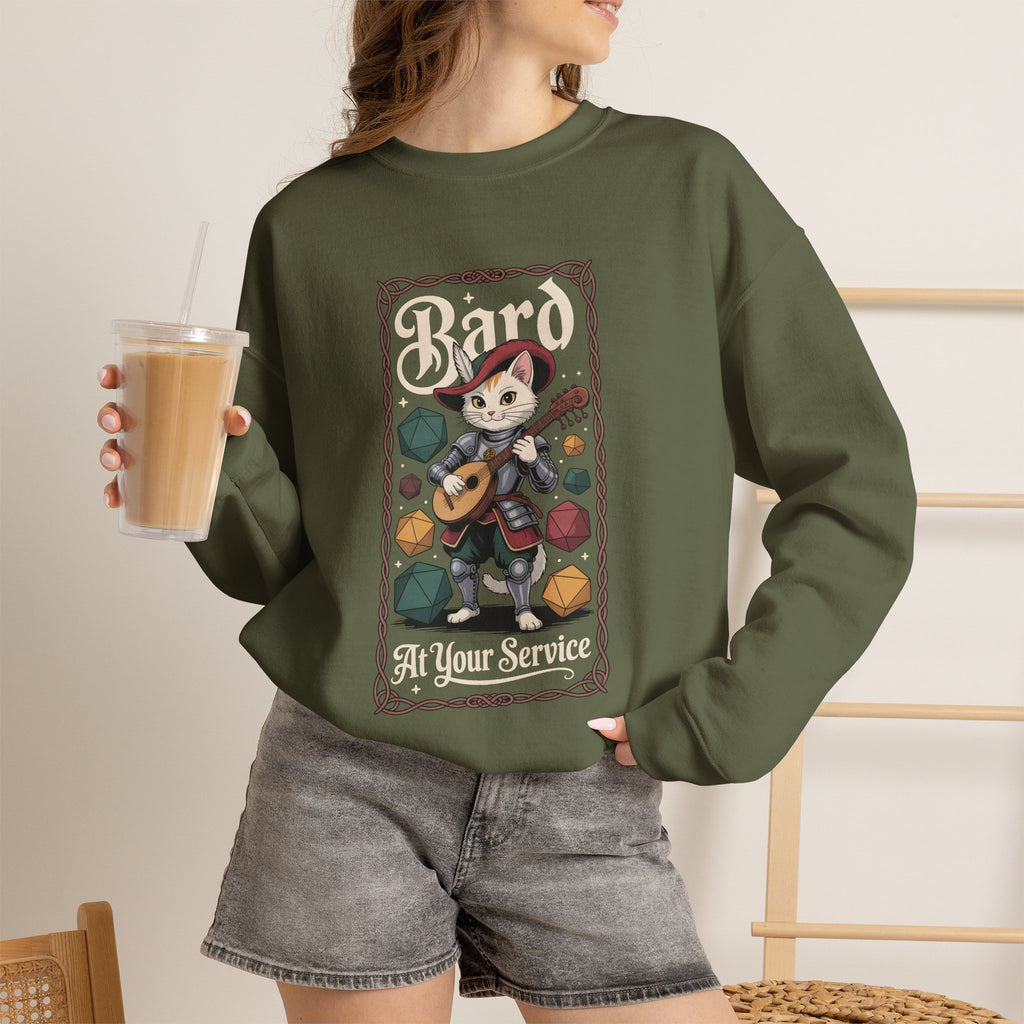 Bard Cat at Your Serivece D&D Sweatshirt | Cat Lover RPG Gift