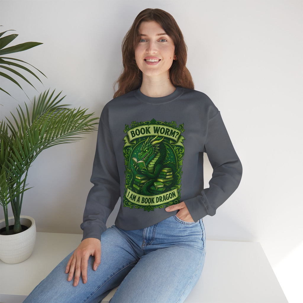 Book Worm? I Am a Book Dragon, Fantasy Reader Sweatshirt