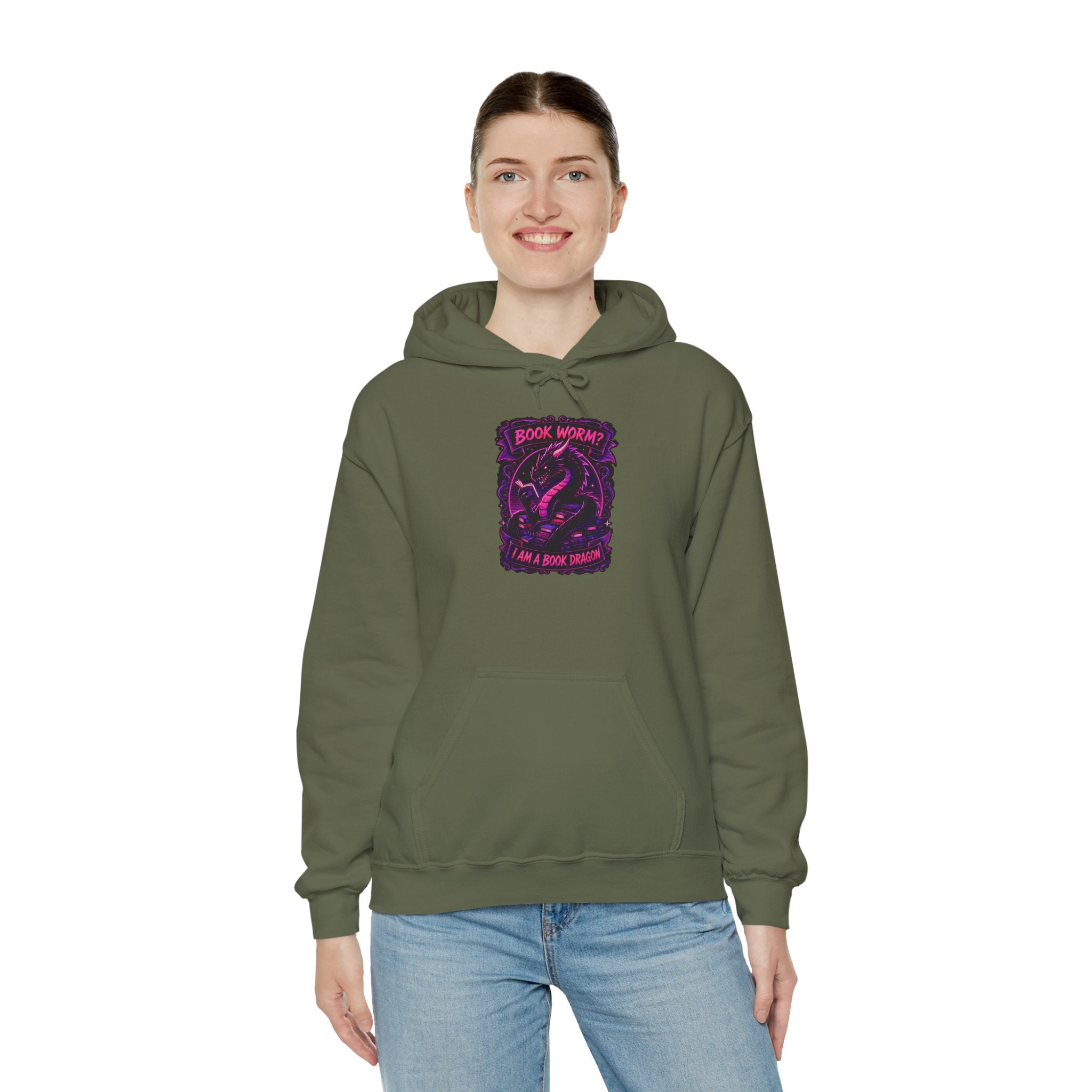 Book Worm? I Am a Book Dragon, Fantasy Reader Hoodie
