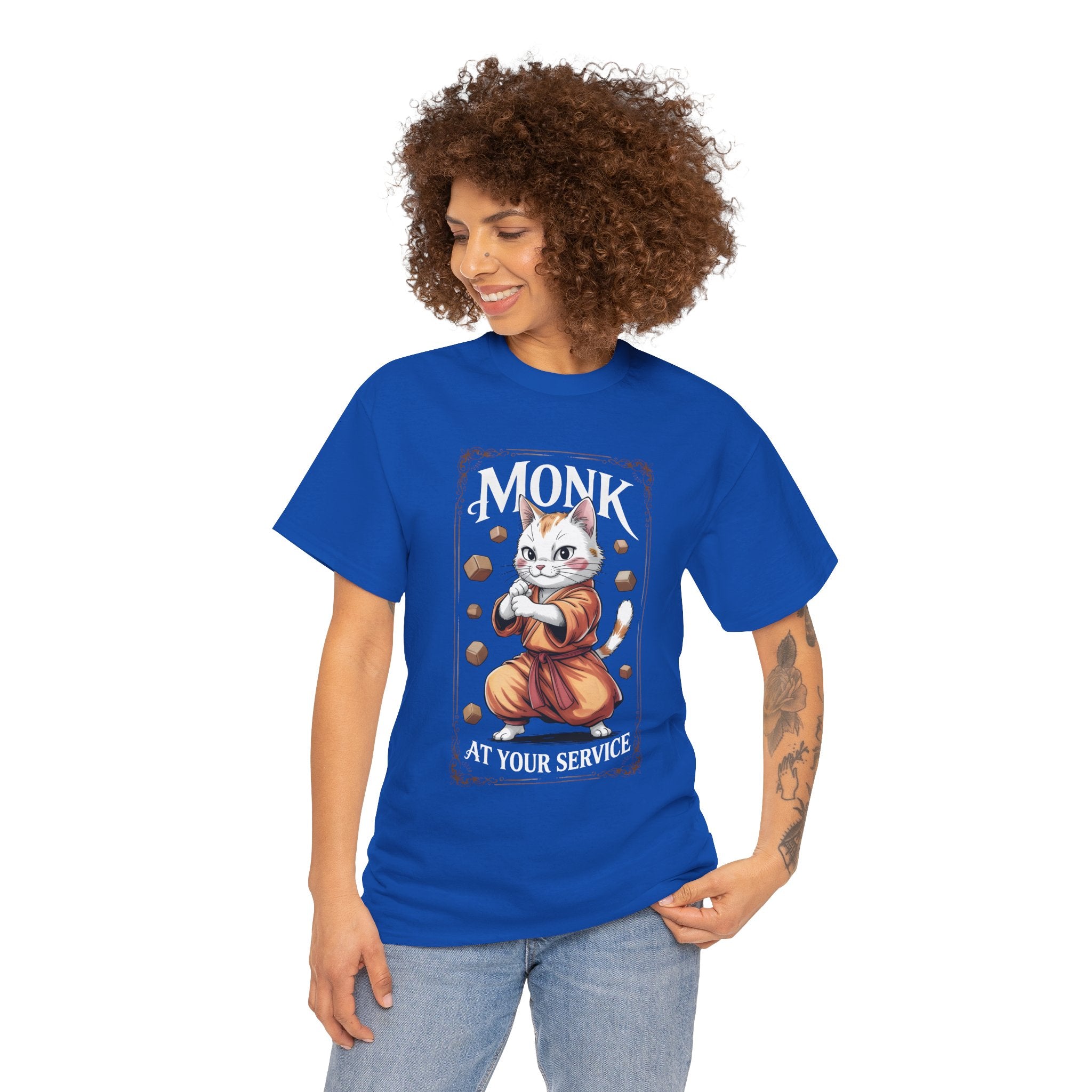 Monk Cat at Your Service D&D T-shirt | Cat Lover RPG Gift