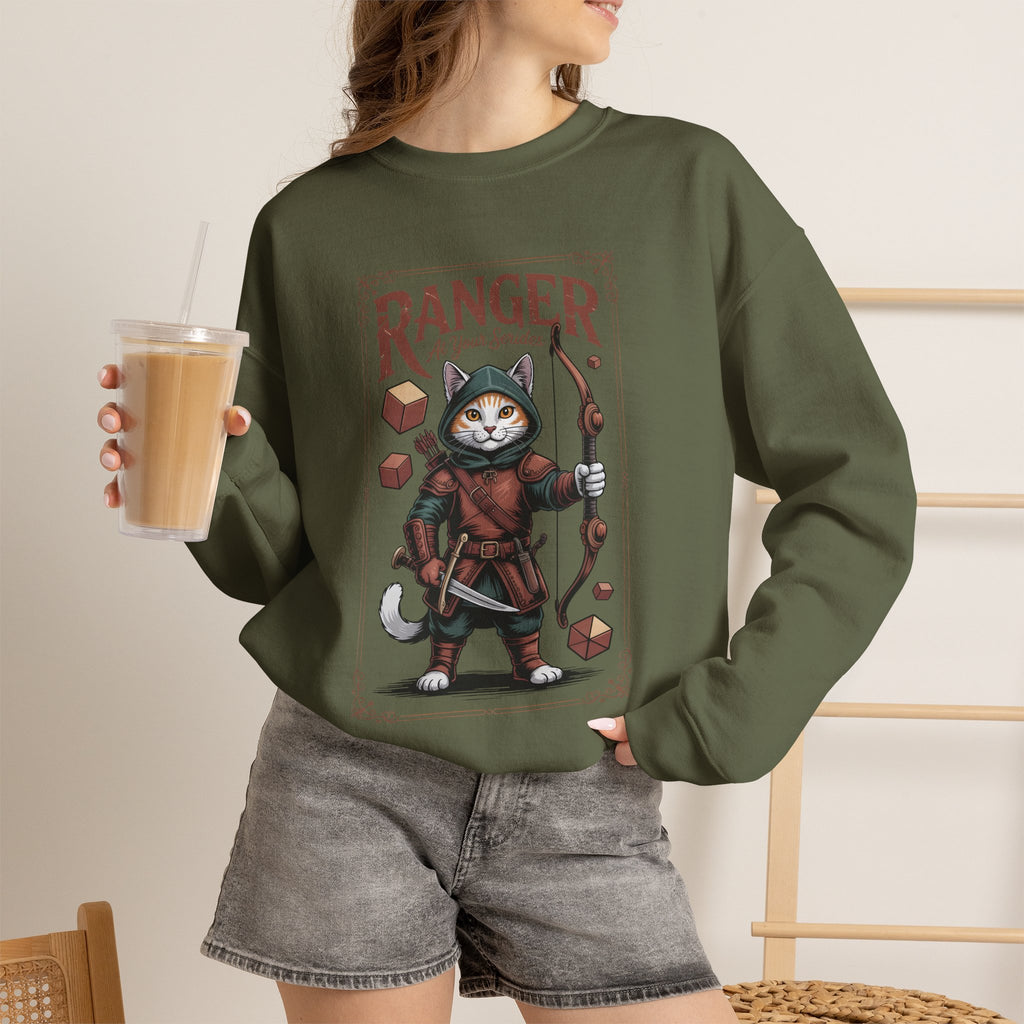 Ranger Cat at Your Serivece D&D Sweatshirt | Cat Lover RPG Gift