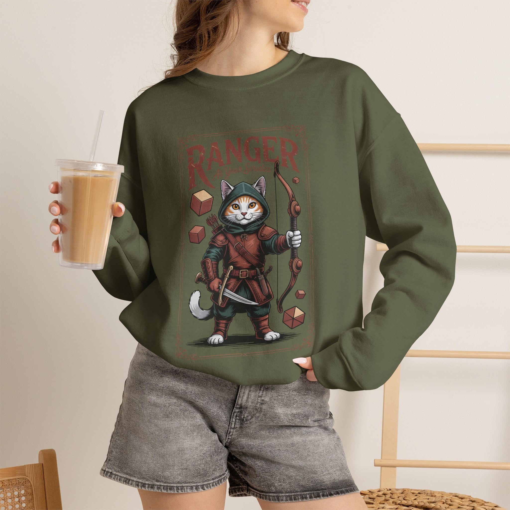 Ranger Cat at Your Serivece D&D Sweatshirt | Cat Lover RPG Gift